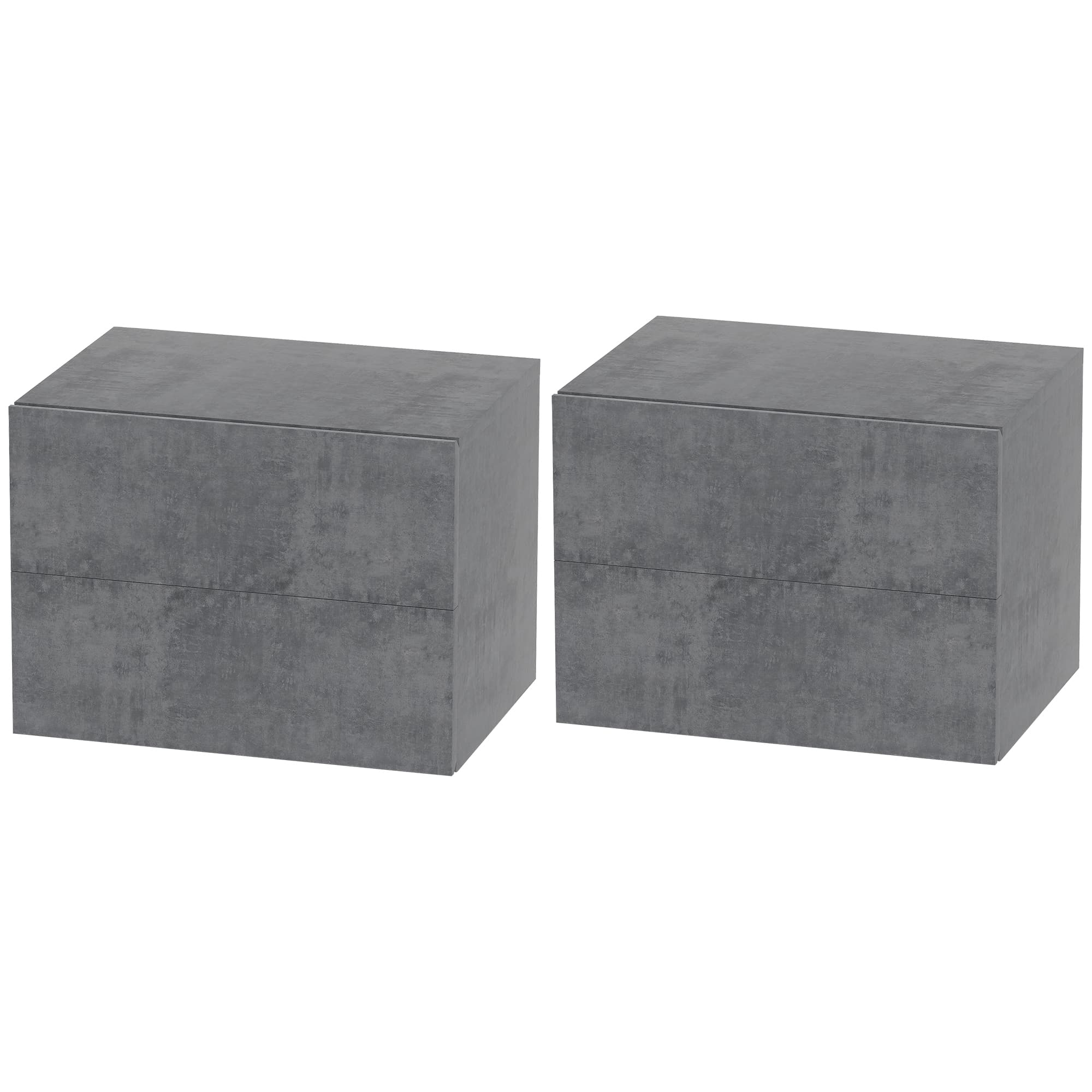 HOMCOM Set de 2 Tables de Chevet Suspendues avec 2 Tiroirs Modernes et Gain de Place, 40x29x30 cm, Gris Ciment
