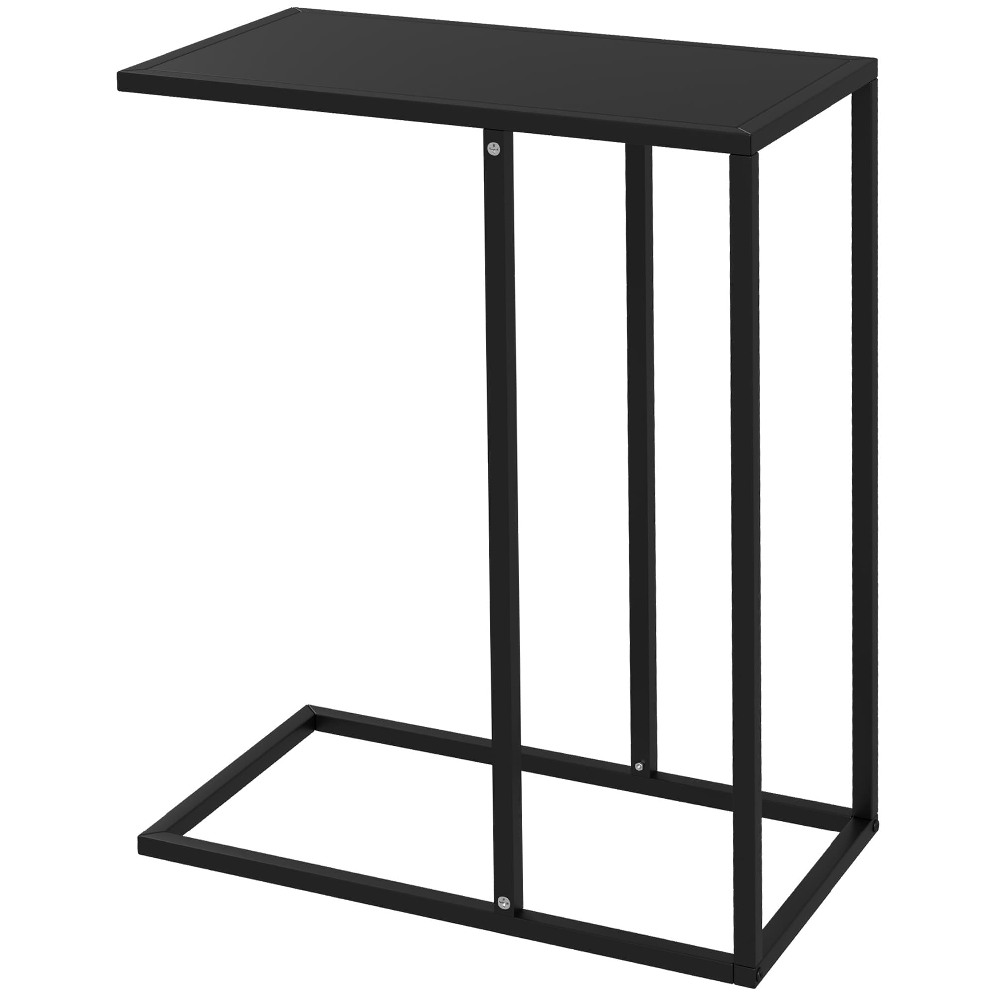 HOMCOM Table d'Appoint pour Ordinateur Portable, Table Basse en Forme de C avec Cadre en Acier, Noir