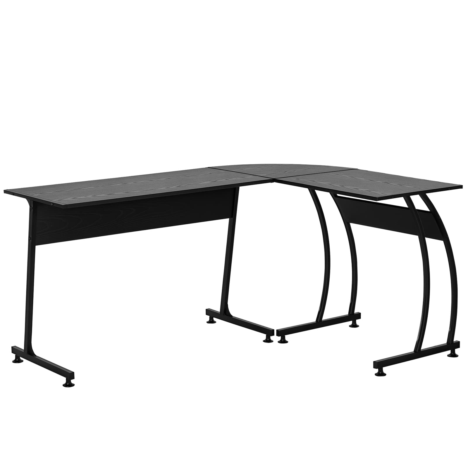 HOMCOM Bureau d'angle ordinateur table en forme de L grand plateau design moderne panneaux de particules et métal 112 5 x 152 x 74 cm noir