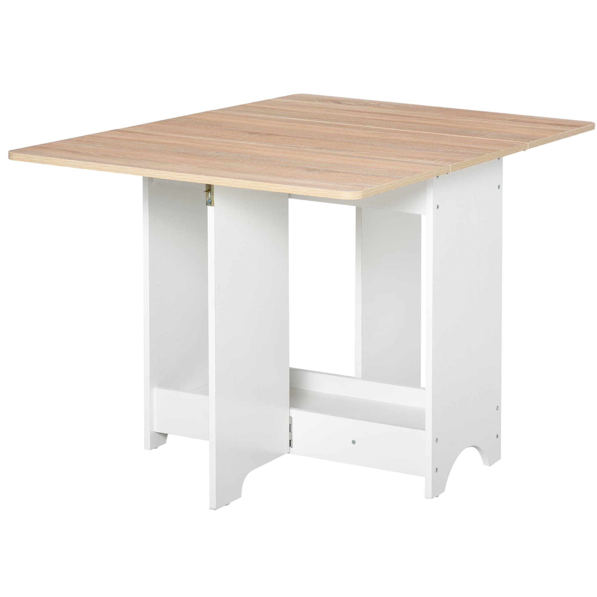 HOMCOM Table Console à Rabat avec Compartiment Étagère, Table Basse et Cuisine, Table à Rabat, Pliante, Gain de Place, Bois Couleur et Blanc, 118x80x72cm