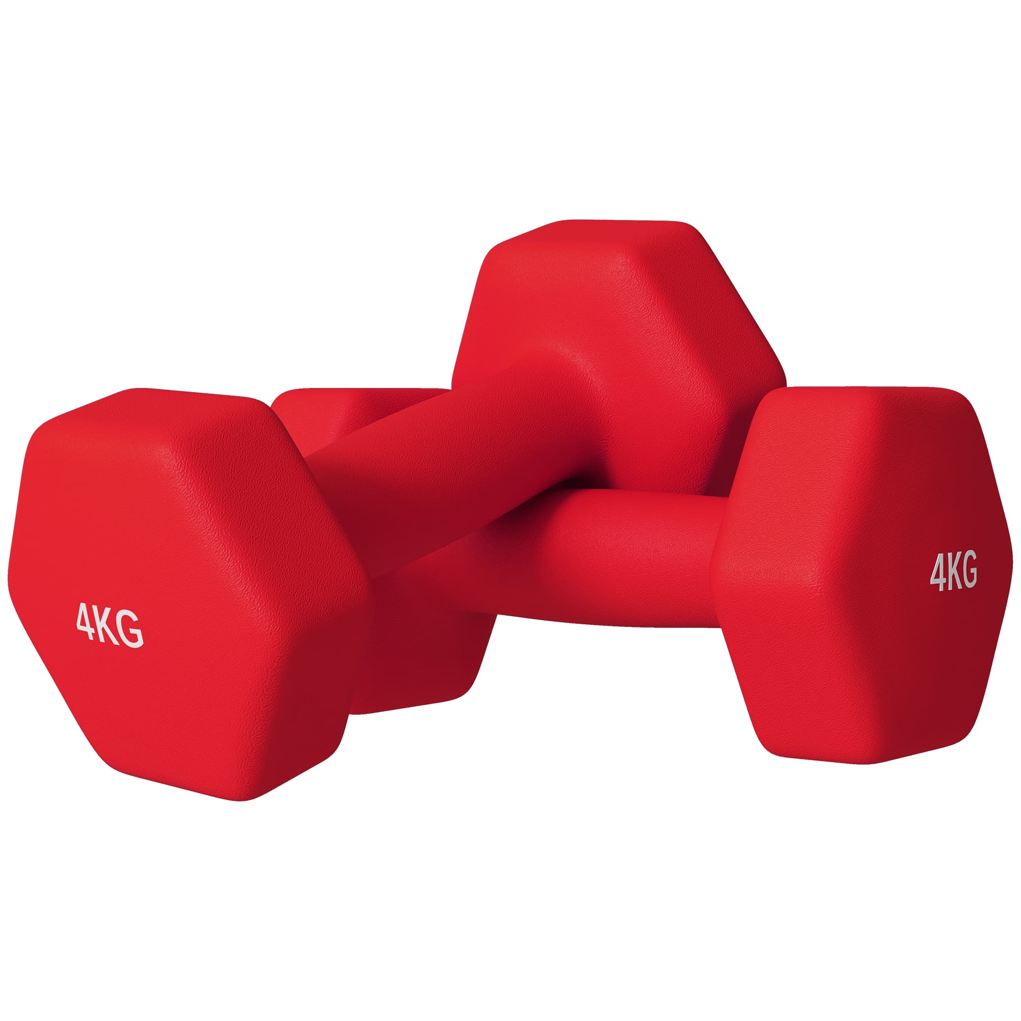 SPORTNOW Lot de 2 haltères hexagonales avec poignée antidérapante pour l'entraînement à la maison, 2 x 4kg, rouge