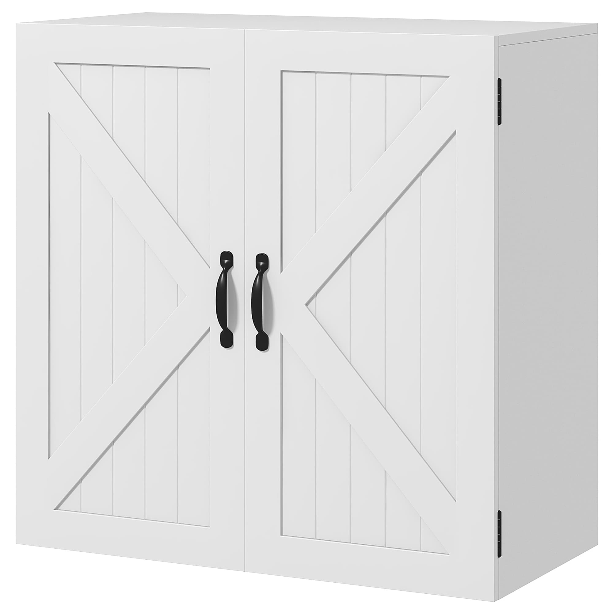kleankin Armoire Murale Salle de Bain en Bois Style Campagnard avec Étagère Réglable, 60x30x60cm, Blanc