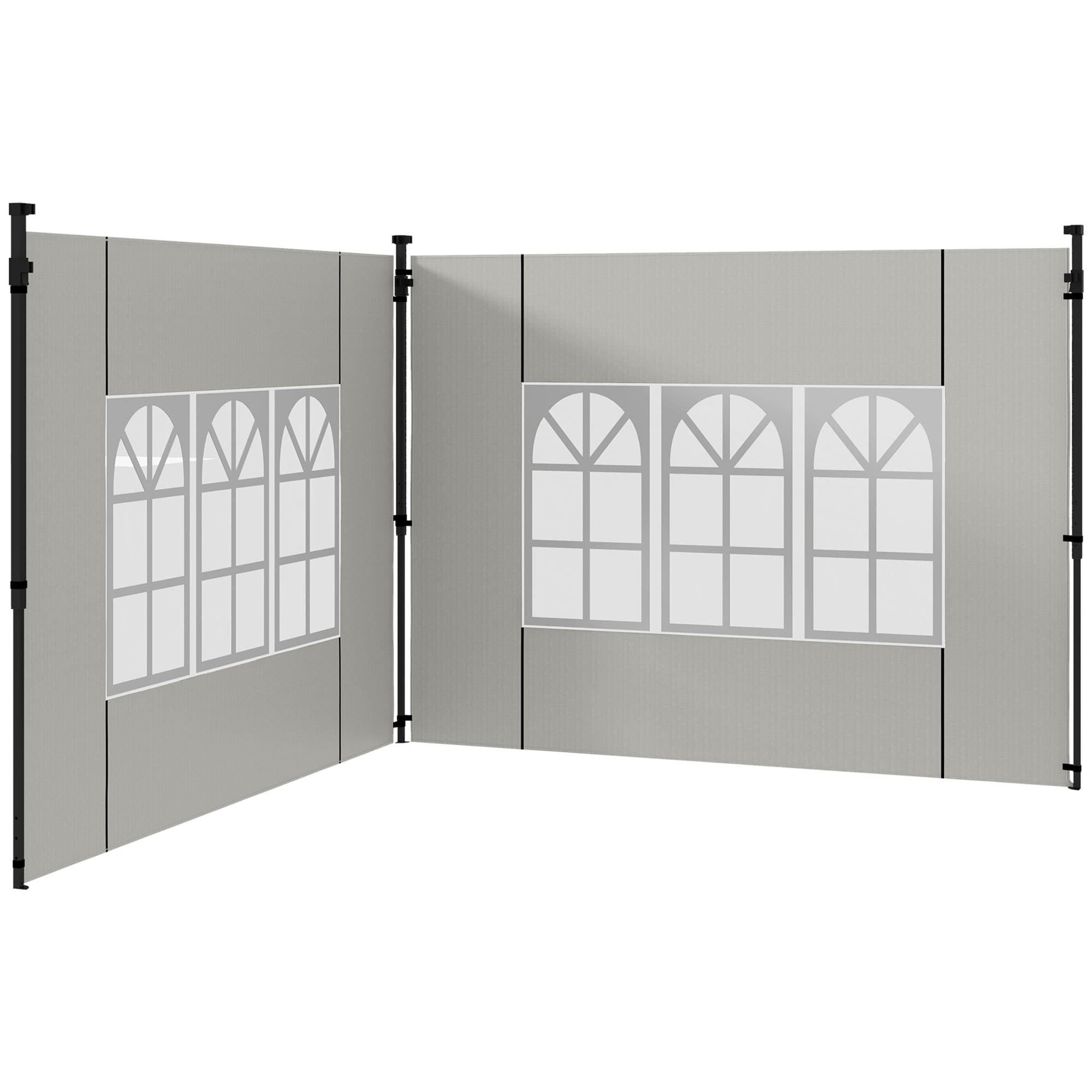 Outsunny Set 2 Pareti Laterali per Gazebo 3x3 m e 3x6 m con Finestre, in PE e Plastica, 293x193 cm, Blanc