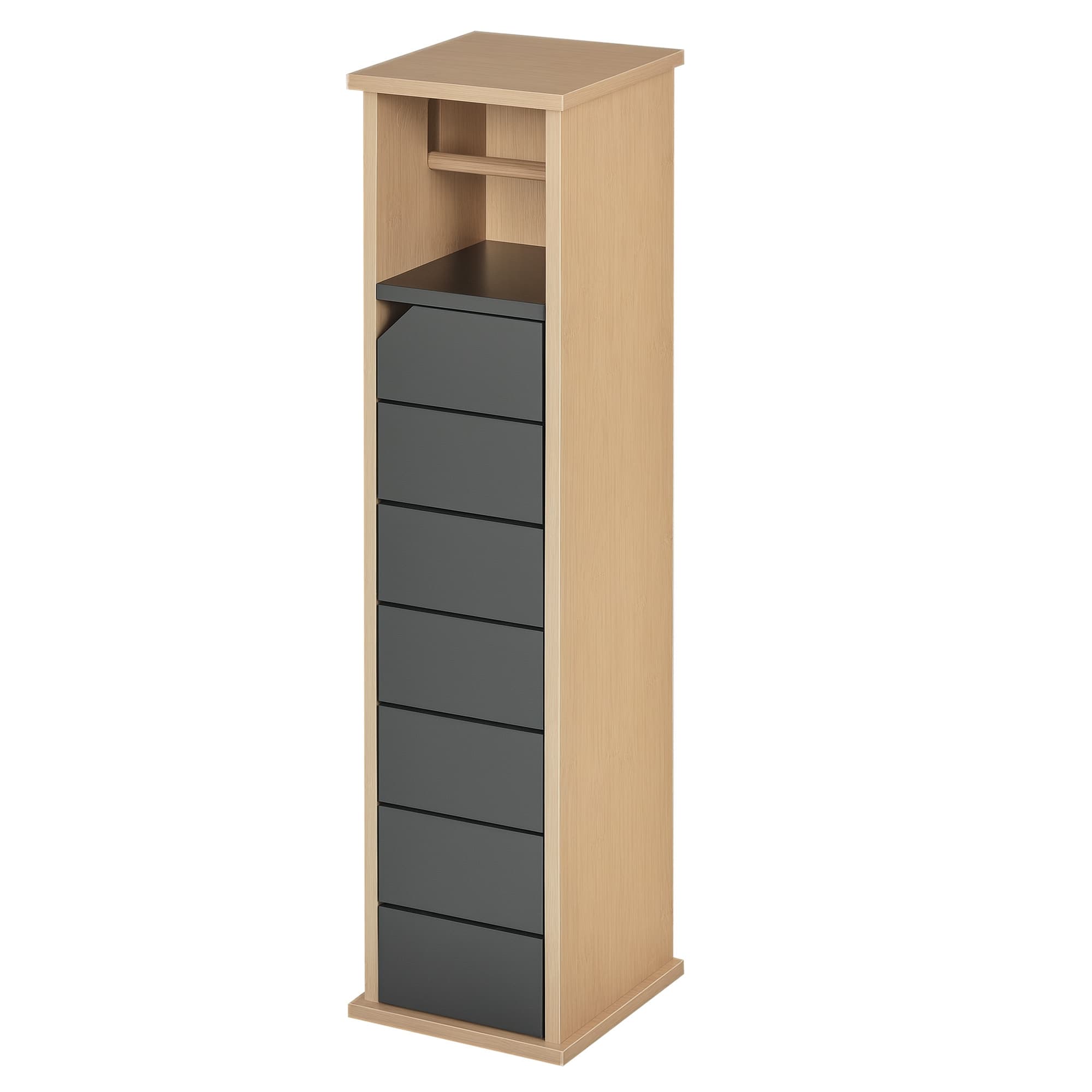HOMCOM Support papier toilette - porte-papier toilette - armoire pour papier toilette - 2 niveaux + sortie papier MDF gris bambou