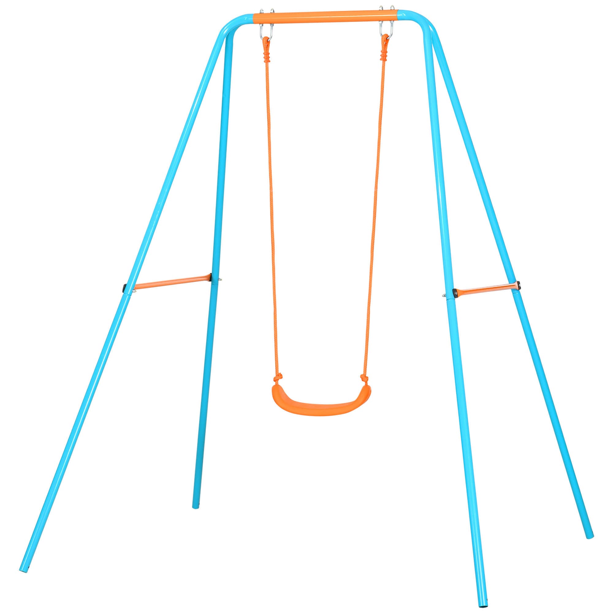 Outsunny Balançoire pour Enfants 3-8 Ans de Jardin en Acier et PE avec Siège et Piquets, 163x145x181 cm
