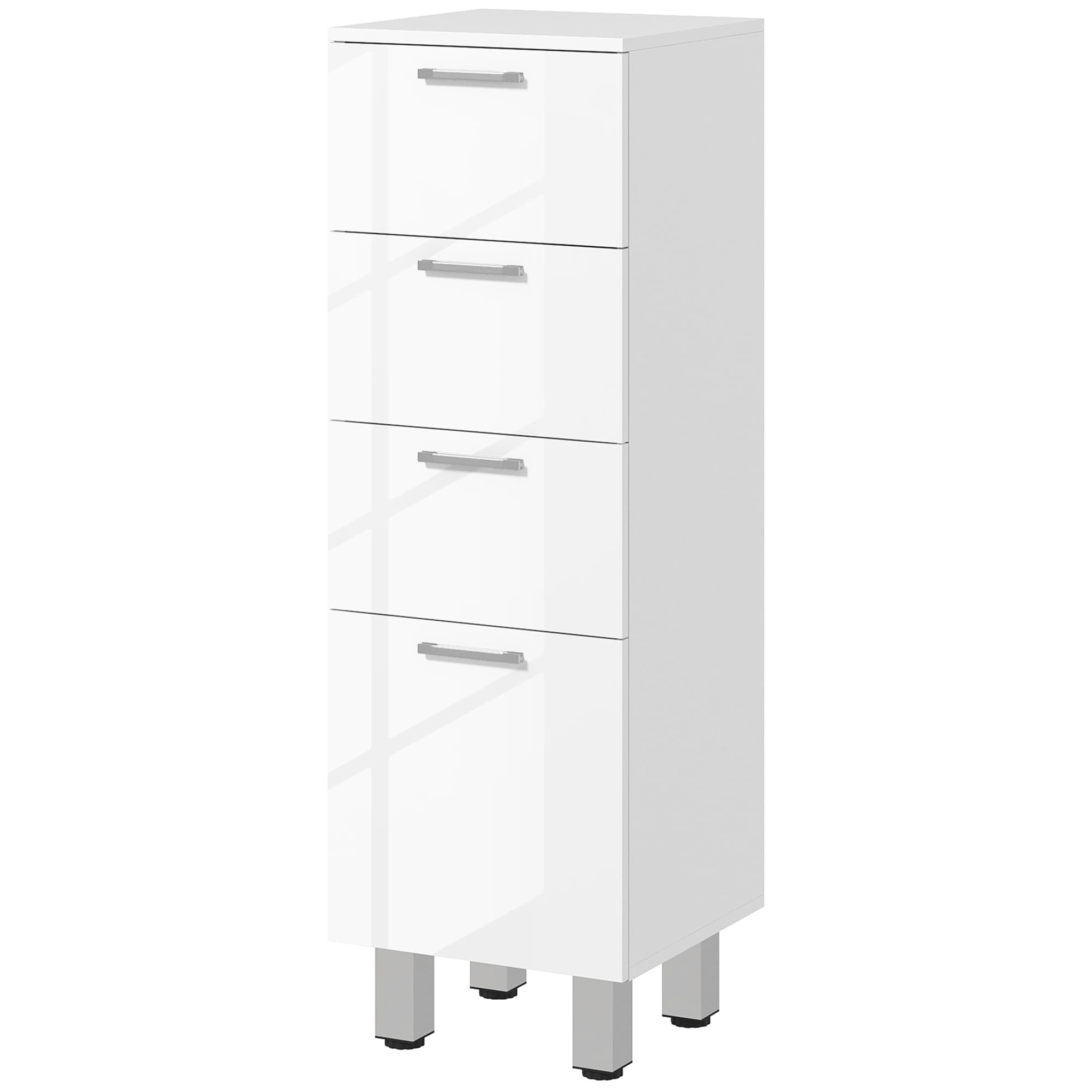 Armoire de salle de bain kleankin, meuble de salle de bain, 4 tiroirs, panneau de particules, lisse, Blanc