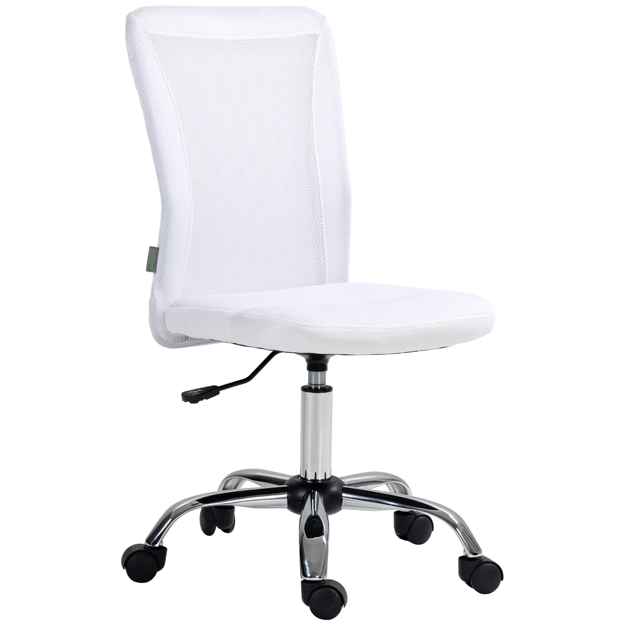Vinsetto Chaise de bureau ergonomique hauteur réglable piètement chromé pivotant 360° revêtement maille blanc