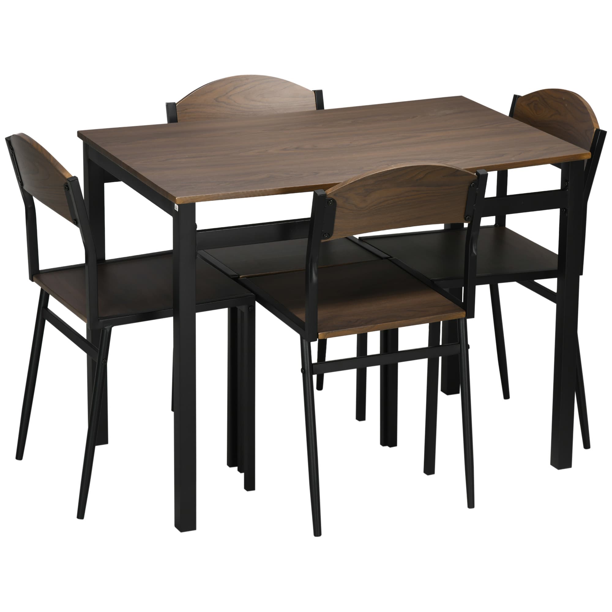 HOMCOM Ensemble de Salle à Manger 5 Pièces avec 1 Table Rectangulaire 100x63x76.5 cm et 4 Chaises 45x40x82 cm, en Acier et MDF