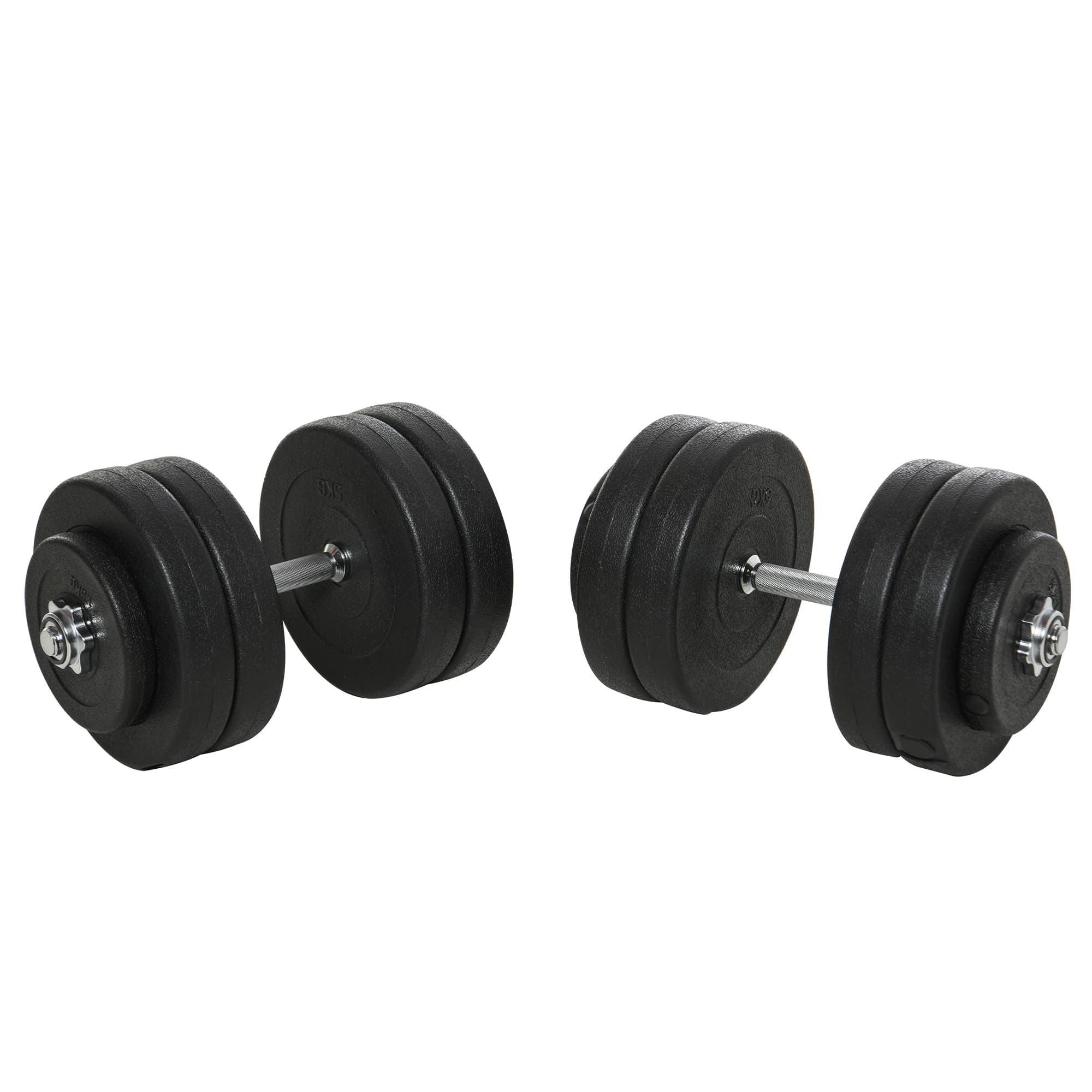 HOMCOM Ensemble d'haltères 2 x 25 kg, 2 x 6 disques d'haltères avec housse en plastique, préserve le sol, Noir