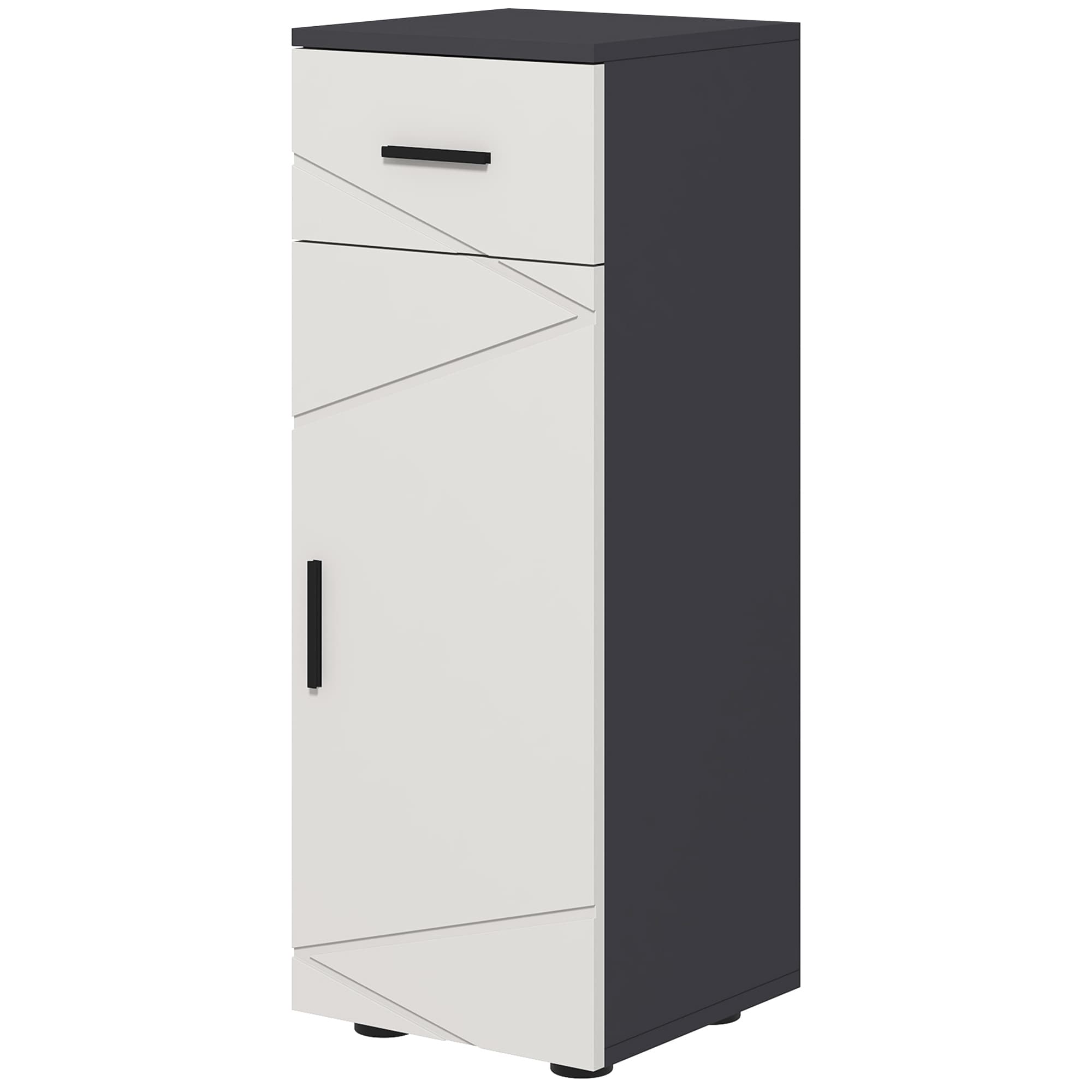 kleankin Meuble de Salle de Bain en Mélaminé avec Tiroir et Armoire à 2 Niveaux Réglables, 30x30x82 cm, Gris