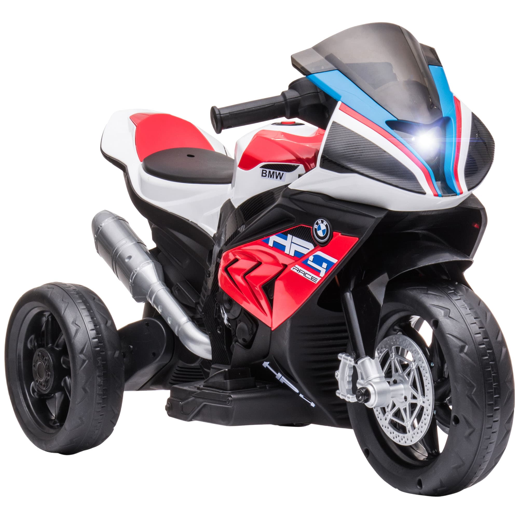 HOMCOM Moto électrique pour enfants 3 roues 6 V 2,5 Km/h musique interface USB 82,5 x 42 x 54 cm rouge