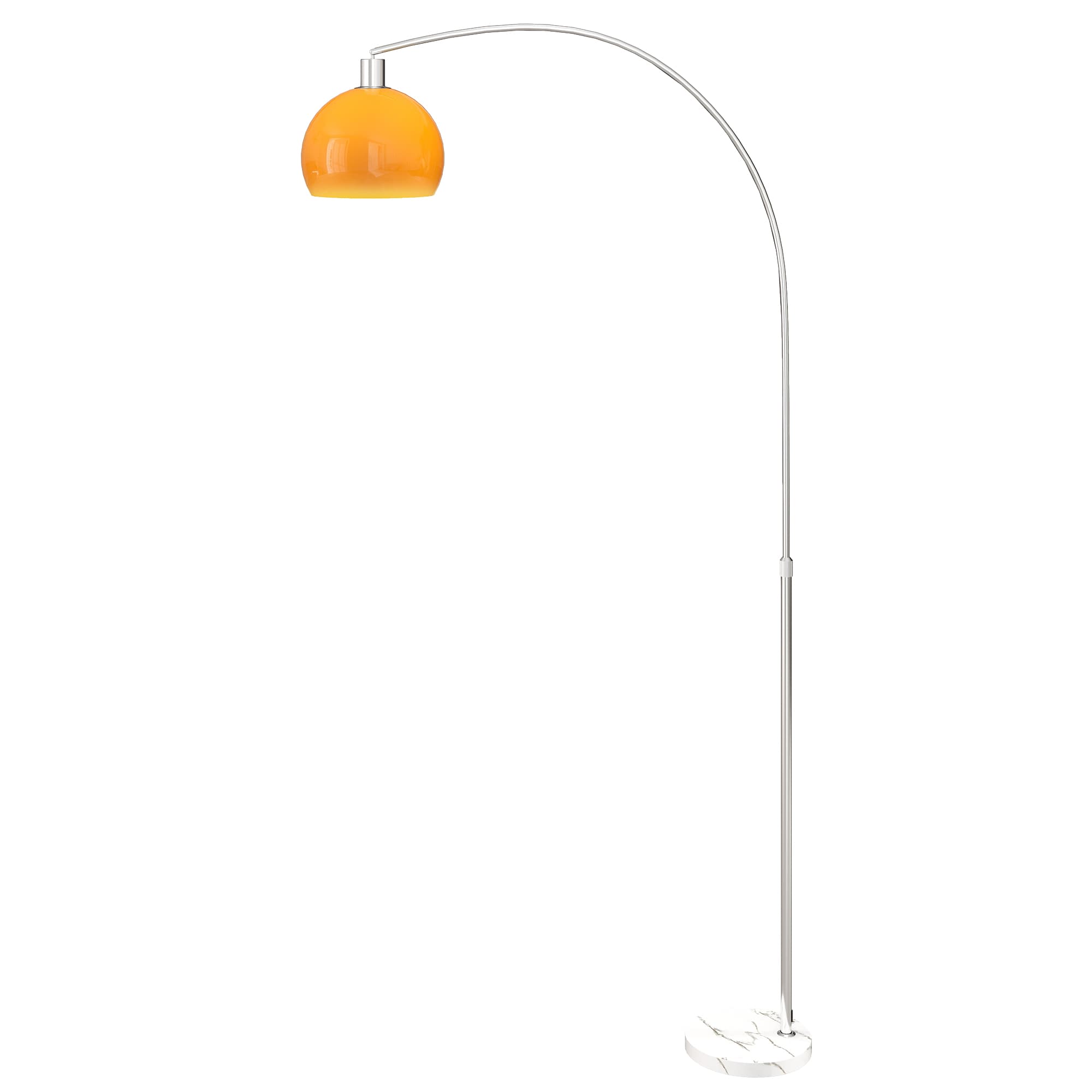 HOMCOM Lampada da Terra ad Arco con Interruttore a Pedale, in Marmo, Metallo e Plastica, 26x90x180 cm, Bianco e Arancione