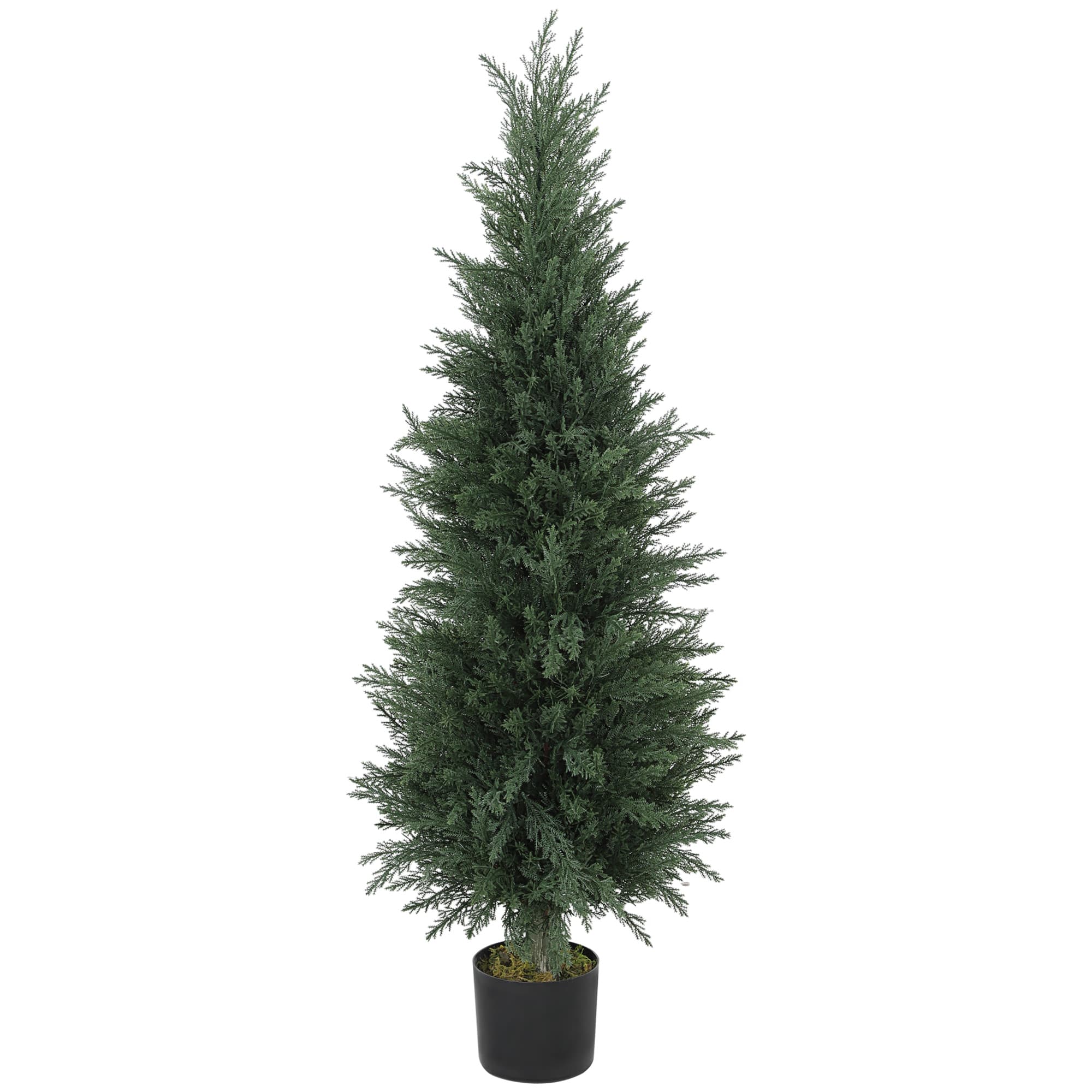 HOMCOM Plante artificielle de cyprès, 638 feuilles en plastique, avec pot, résistant aux UV, Vert