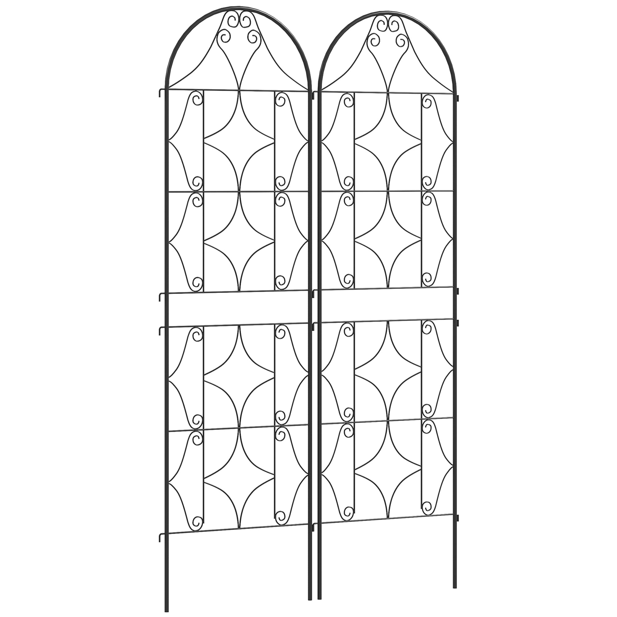 Outsunny Support pour plantes grimpantes avec motif lot de 2 treillis de jardin pour vigne fleurs légumes métal 50 x 180 cm noir