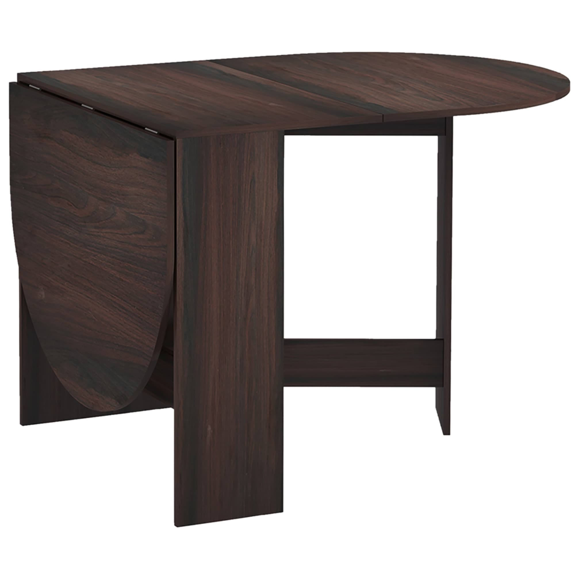 HOMCOM Table Pliante avec 2 Rabats Ovales, Console Gain de Place en Bois, Marron