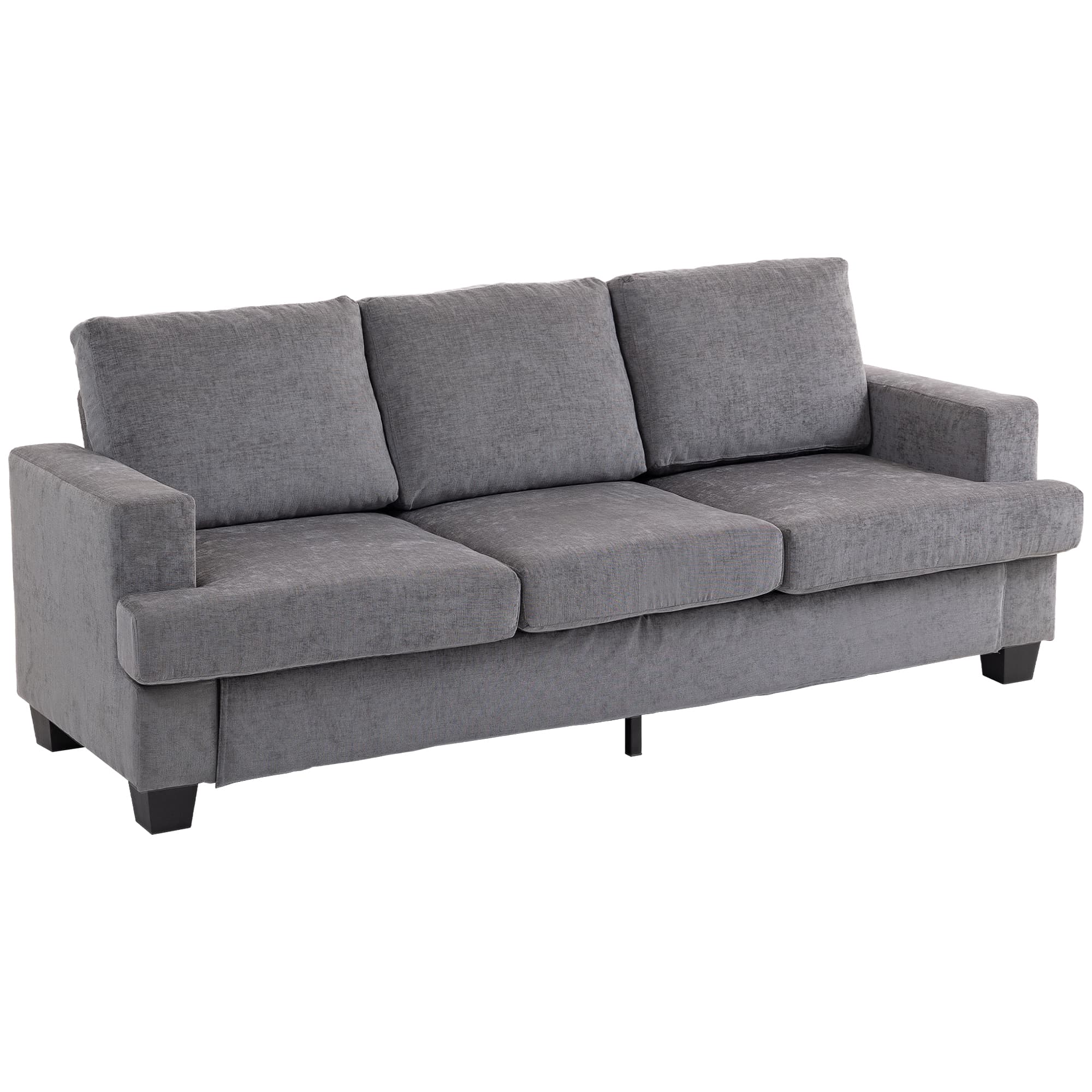 HOMCOM Canapé 3 places, Canapé de salon pour 3 personnes, revêtement en tissu, cadre en acier, canapé rembourré, Gris