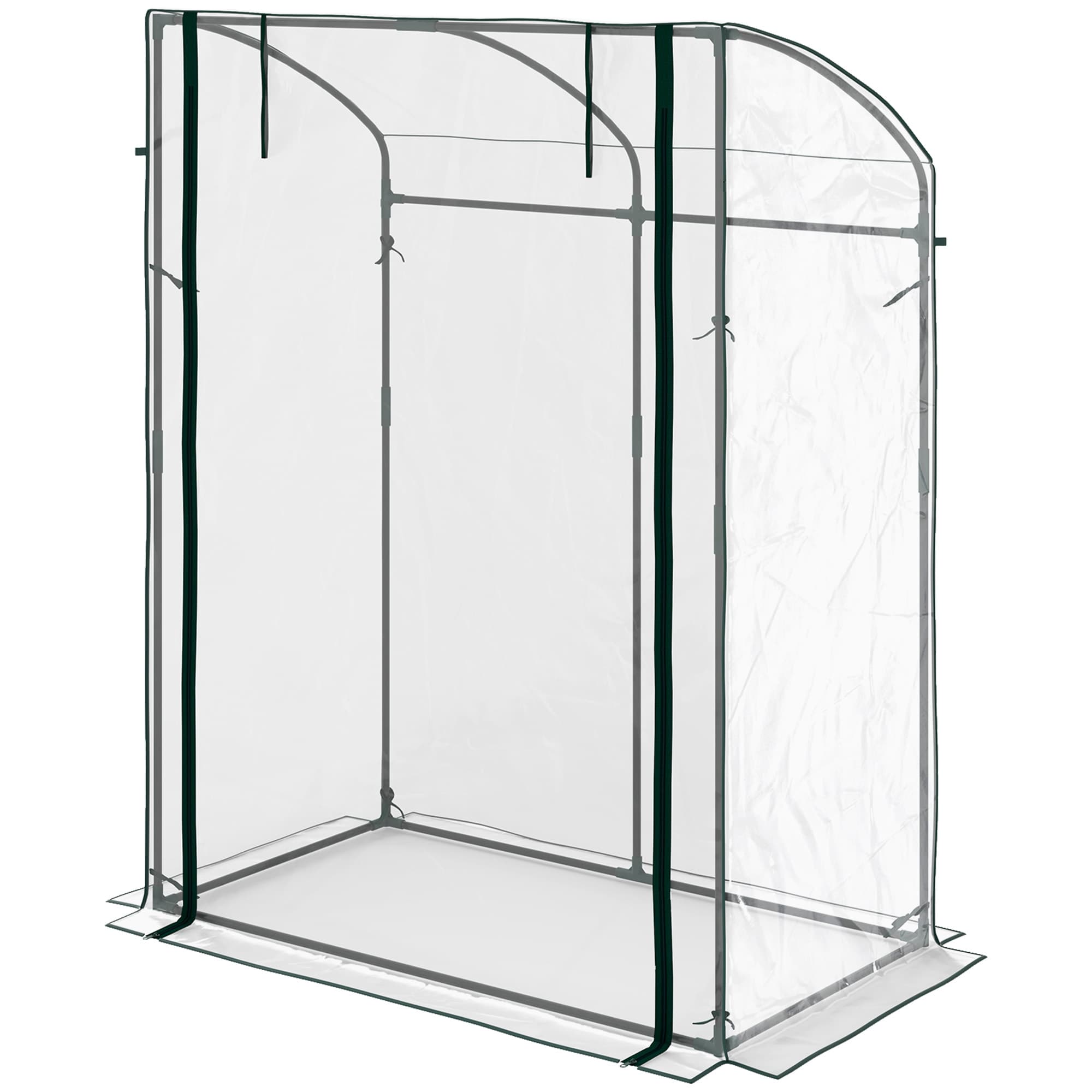 Outsunny Serre avec Porte Toit Courbé Résistante aux Intempéries Serre en Film Plastique en Acier, Serre 128 x 70 x 170 cm Transparent