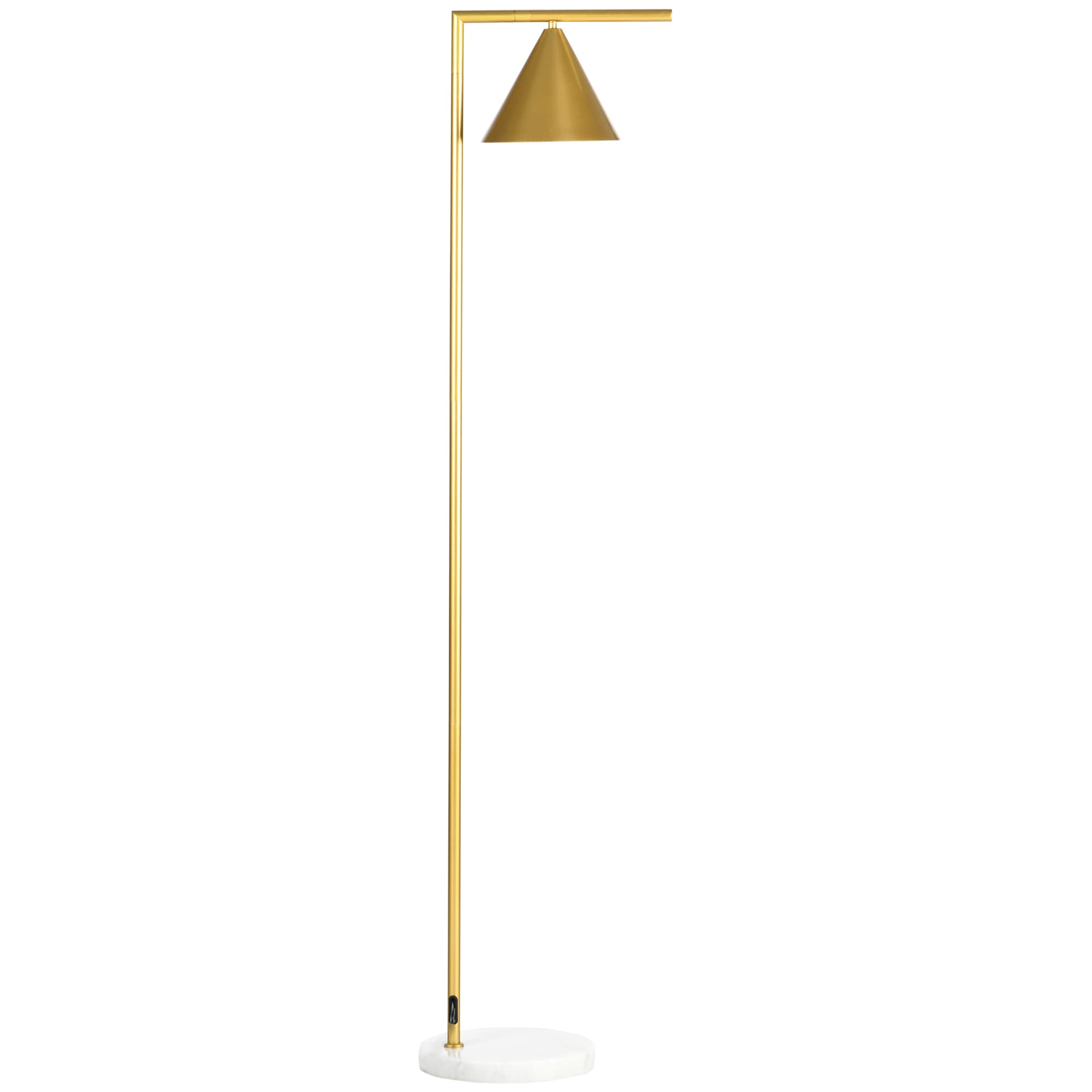 HOMCOM Lampadaire Design Acier Abat-Jour Orientable Base Marbre Doré 40W Aosom France