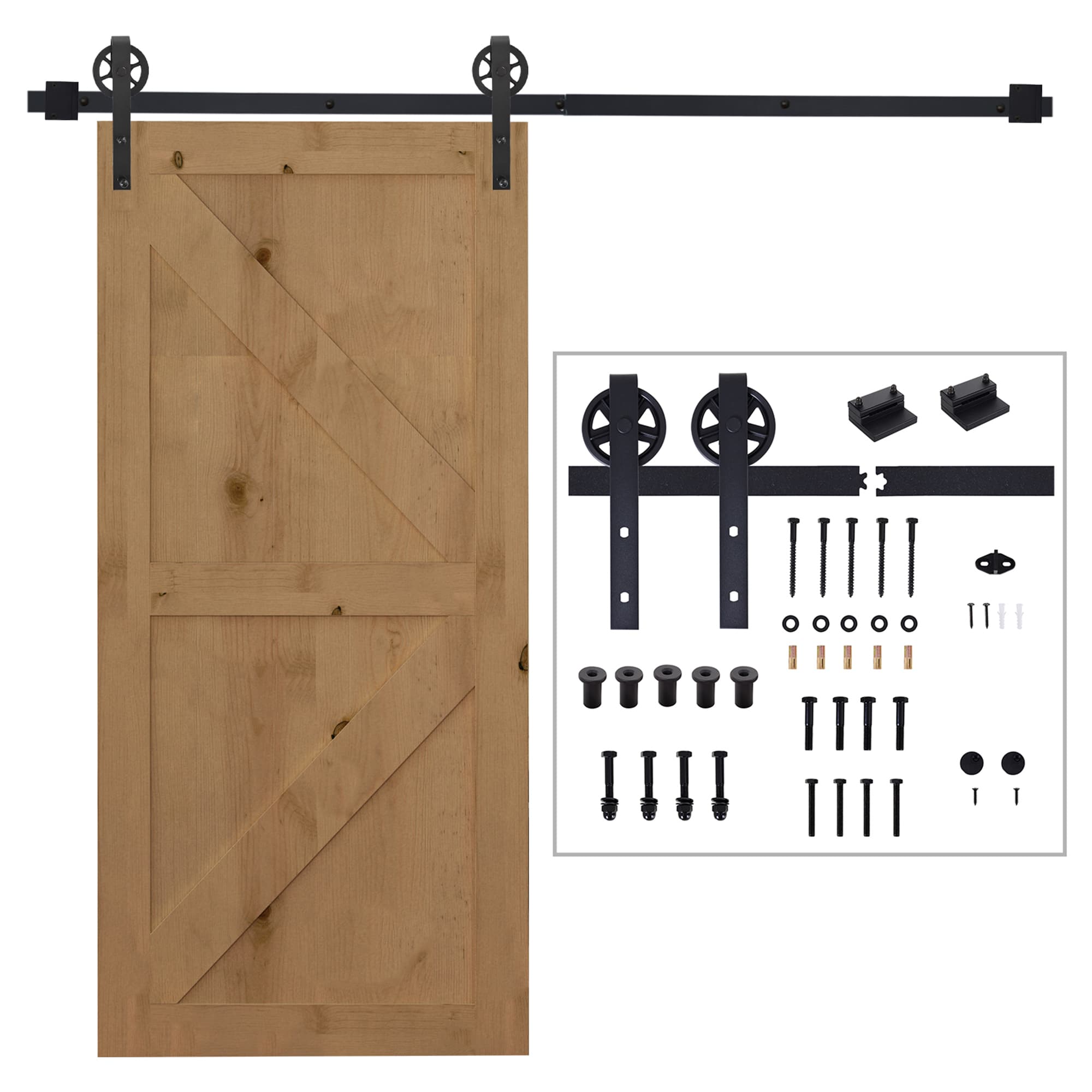 HOMCOM Kit de Porte Coulissante au Design Rustique, Acier au Carbone, 200x4x0,6 cm, Jusqu'à 90 kg, Noir