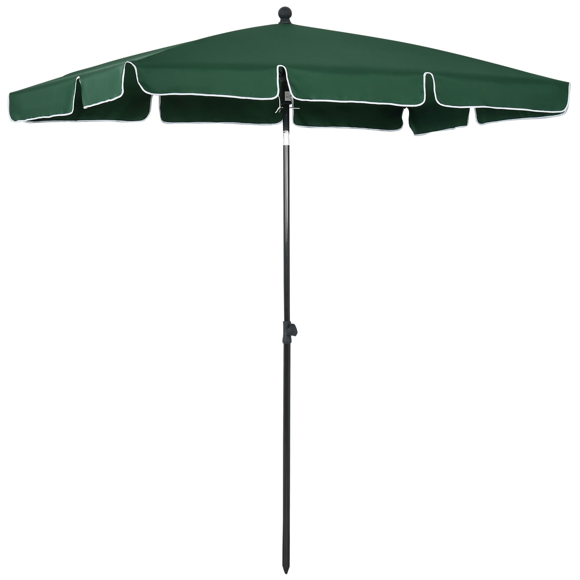 Outsunny Parasol de Jardin Rettangulaire 2x1.3m avec Inclinaison Réglable et Mât en Aluminium, Vert et Noir