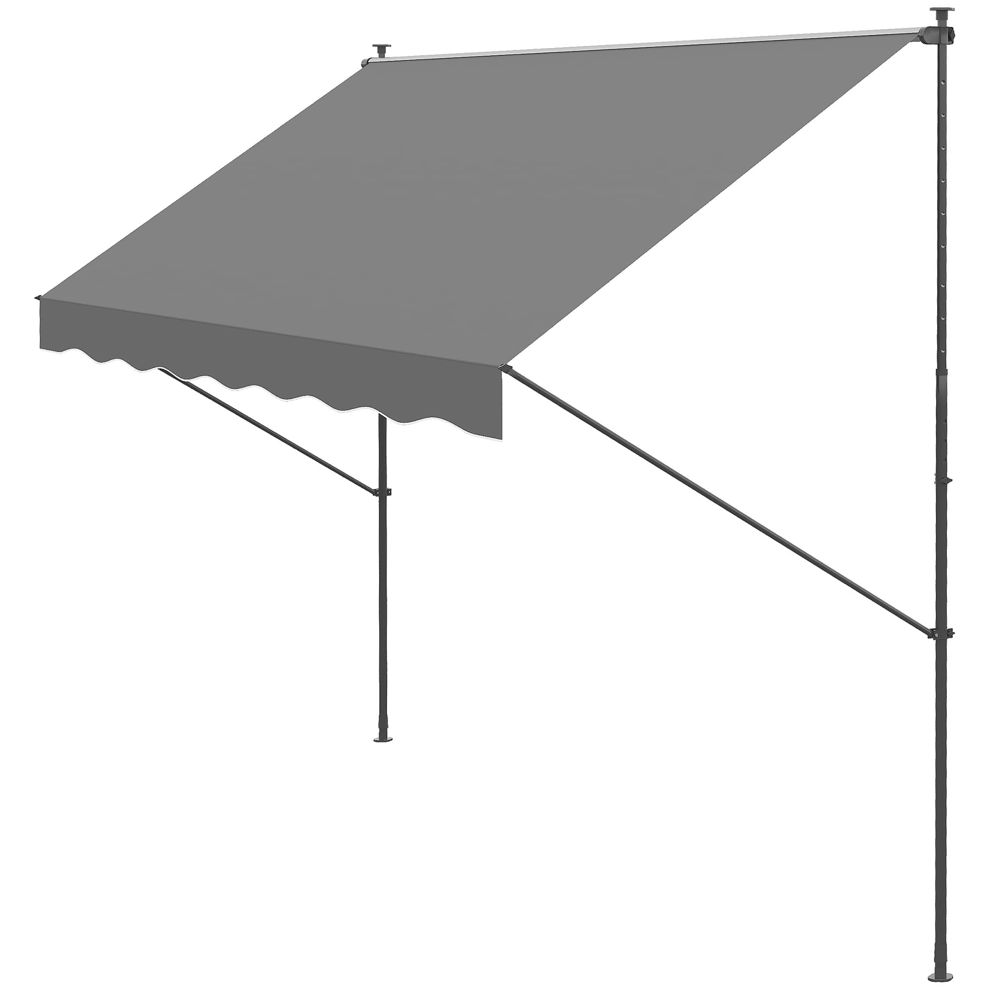 Outsunny Pergola Manuelle Rétractable 300x175x210-310 cm Ajustable avec Manivelle Protection Solaire UV40+ pour Balcon Terrasse Gris
