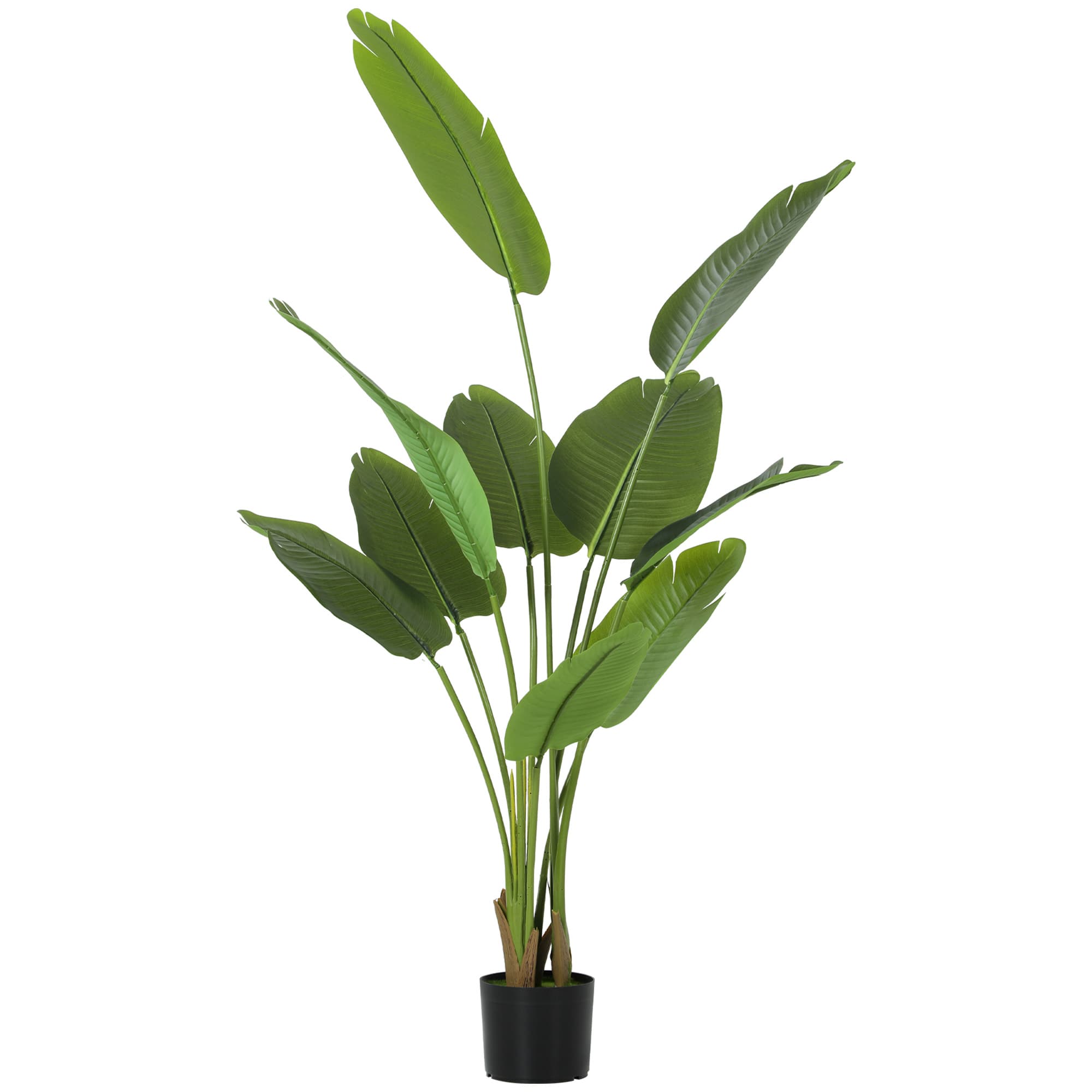 HOMCOM Plante artificielle intérieure 160 cm, arbre artificiel avec pot en plastique et terreau floqué, vert