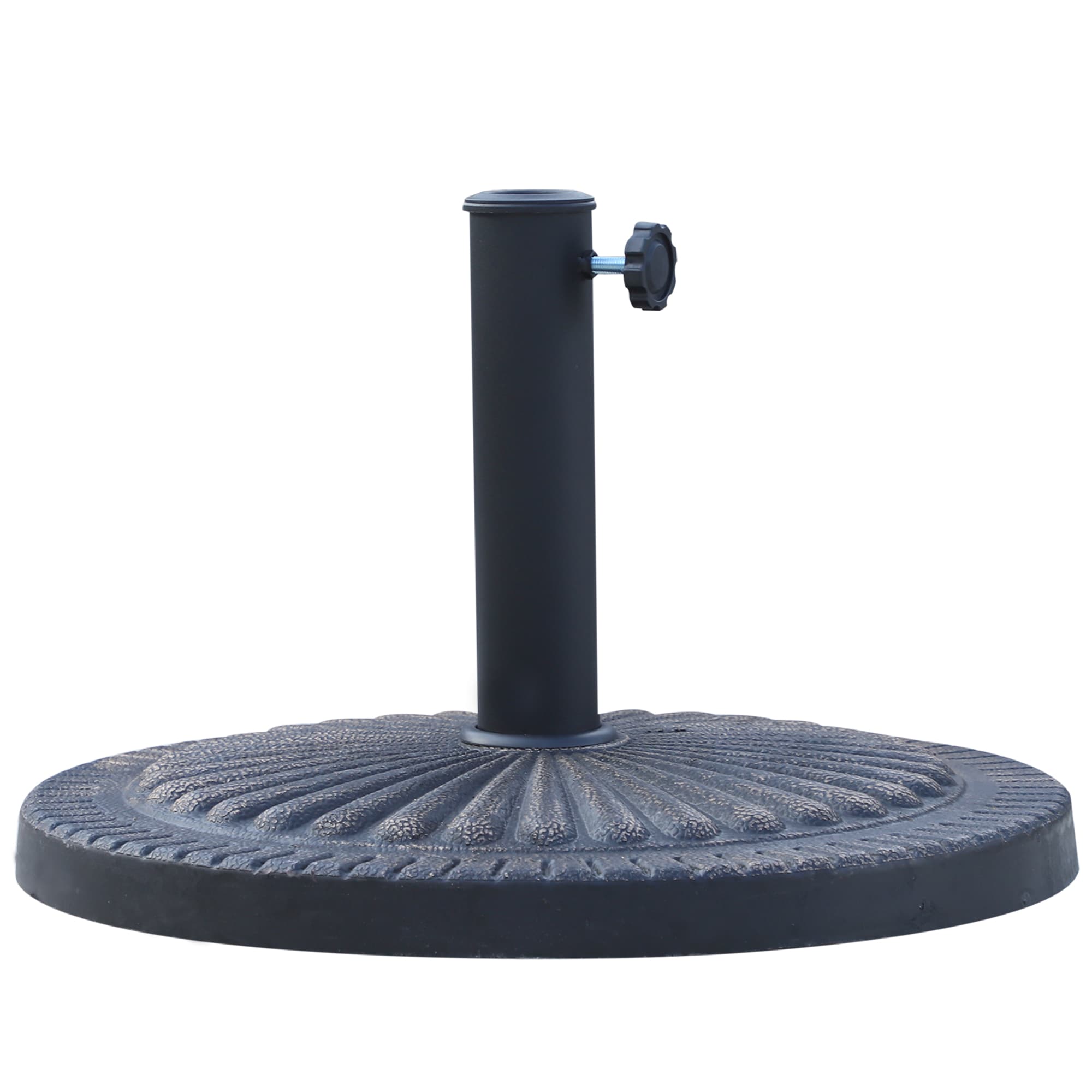 Outsunny Base Parasol Ronde pour Mats de Ø3,8-4,8cm avec Décoration et Poignée, Poids 15kg Ø49x32cm