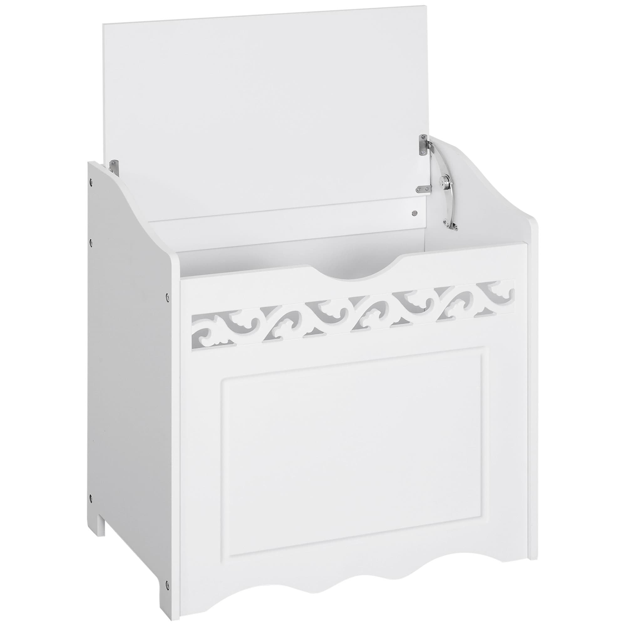 HOMCOM Armoire en Bois MDF pour Salle de Bain, Meuble de Rangement pour Chambre à Coucher, Salon, 55L x 34P x 58H cm, Blanc