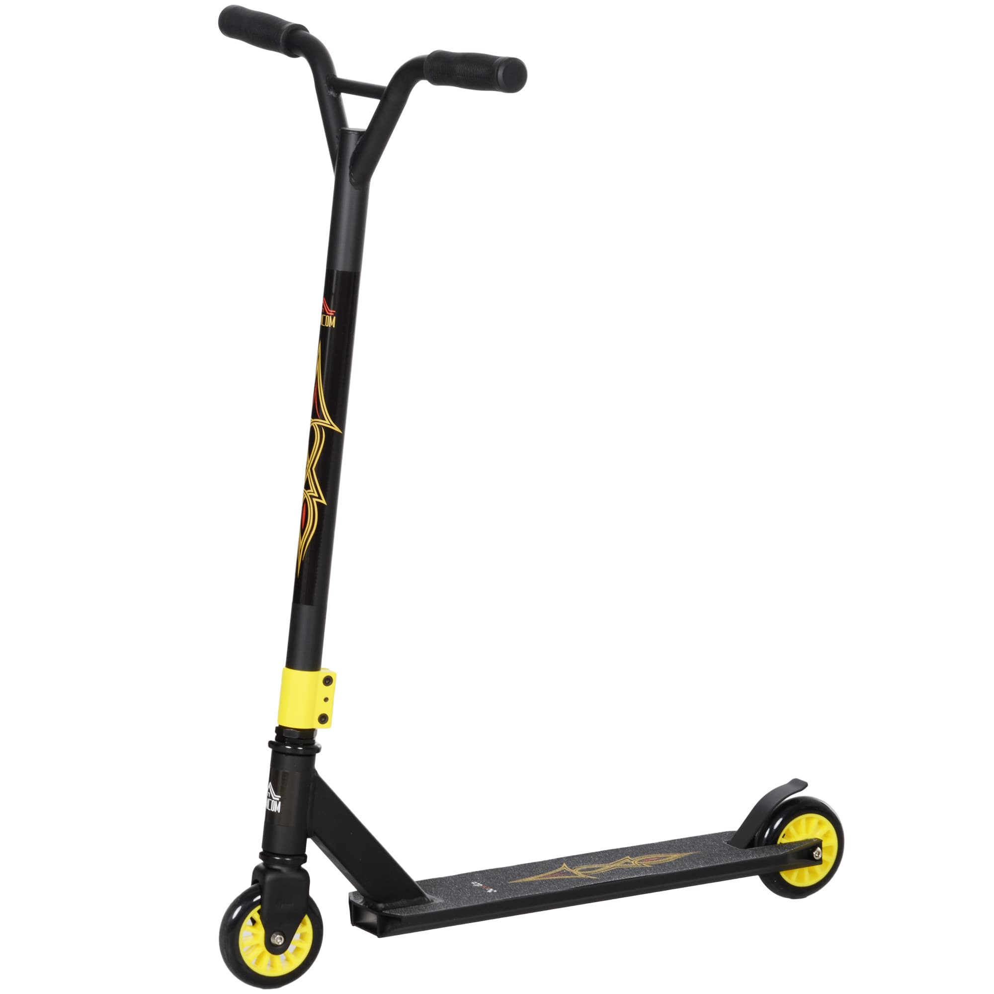 HOMCOM Trottinette acrobatique Pro, Trottinette freestyle en aluminium, métal, simili cuir, pour enfants et adultes, Or