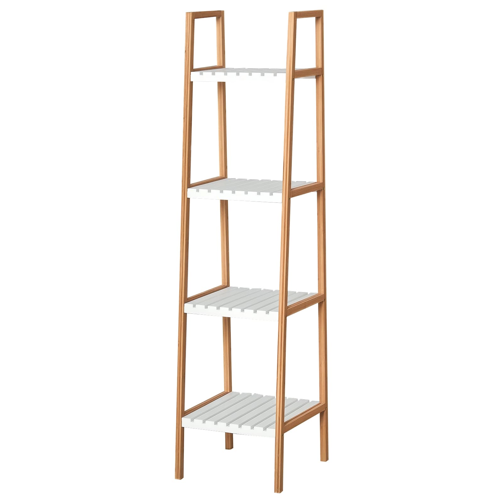 Kleankin Étagère en Bambou de Salle de Bain 4 Niveaux à Lattes dim. 35L x 36l x 138H cm Bois Pin Blanc aosom france