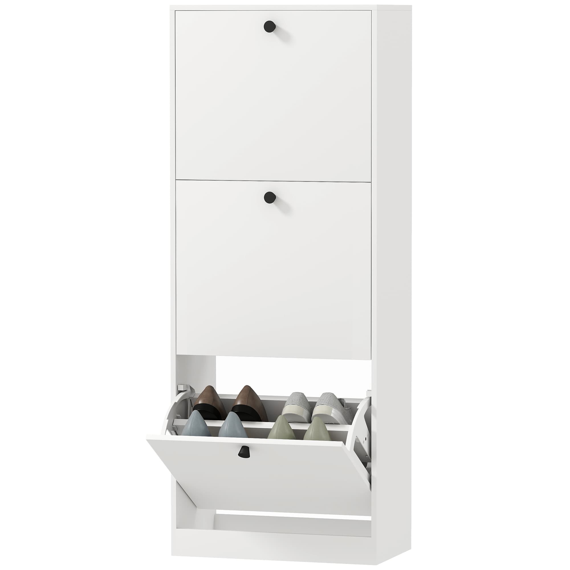 HOMCOM Armoire à chaussures, 3 tiroirs, pour jusqu'à 12 paires de chaussures, Panneau de particules, Blanc