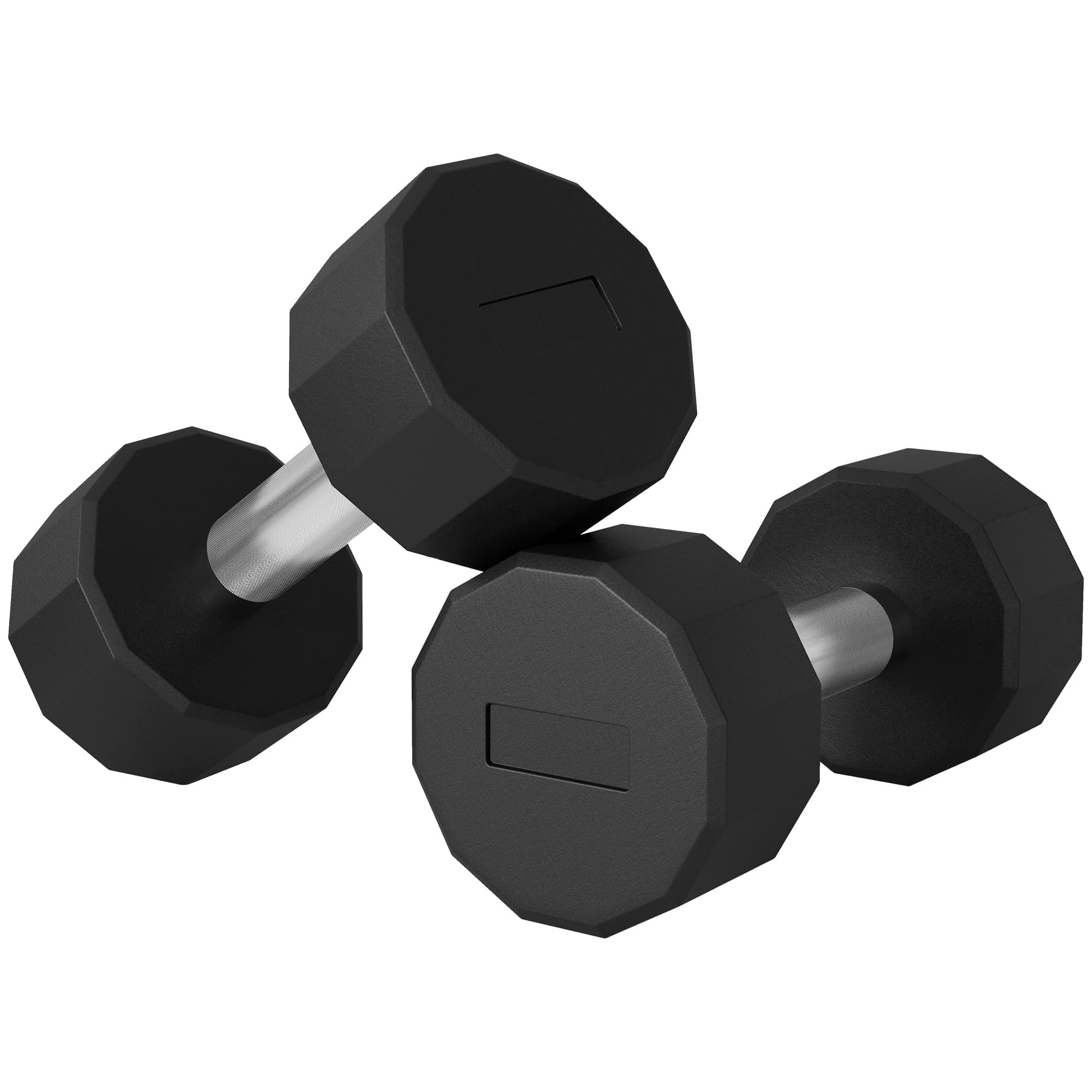 SPORTNOW Set 2 Haltères à 12 Côtés de 12 kg en Métal et Caoutchouc avec Poignée Antidérapante, 26x14x14 cm, Noir