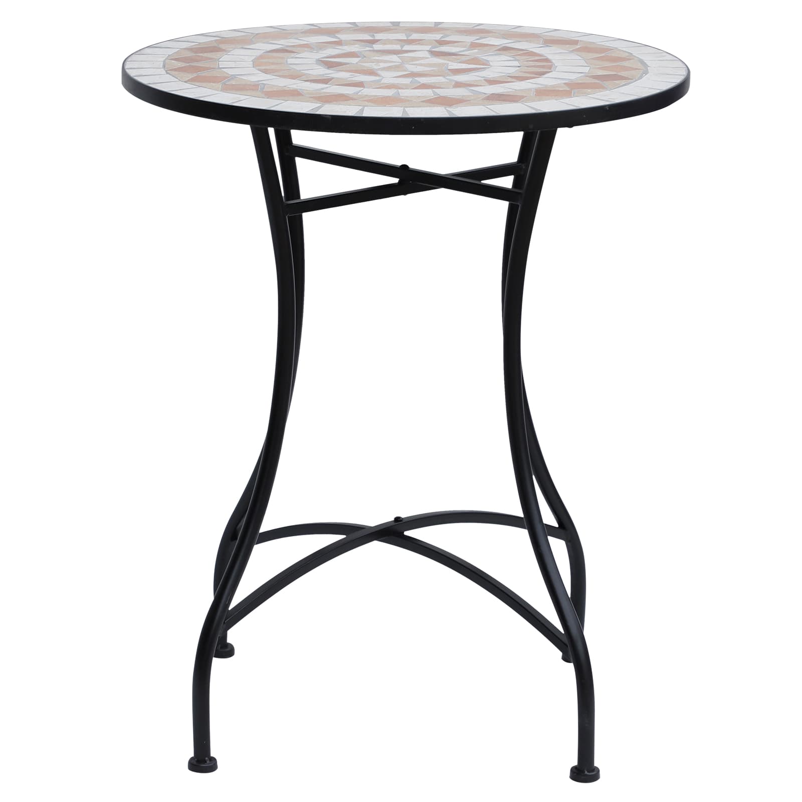 Outsunny Table de Jardin Ø60 x H71cm, Table de Balcon en Métal Résistant aux Intempéries, Table d'Extérieur, Table de Camping Table d'Appoint, Table de Terrasse Ronde pour Jardin Terrasse Balcon Orange+Blanc