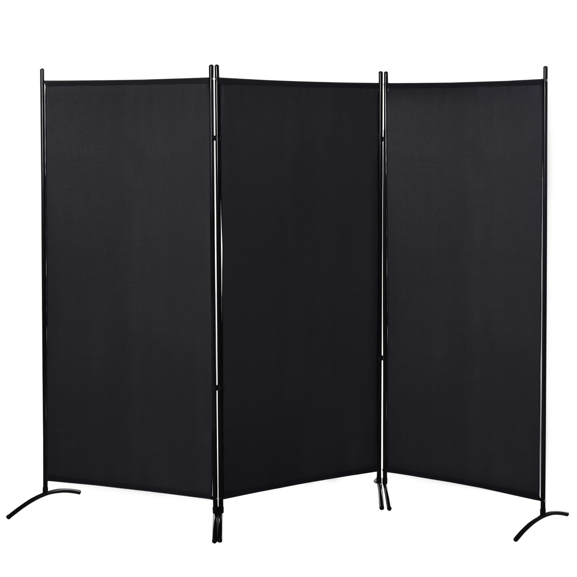 HOMCOM Paravent 3 panneaux dim. 2,53L x 0,5l x 1,82H m Store latéral Brise-Vue paravent sur Pied séparateur métal Polyester