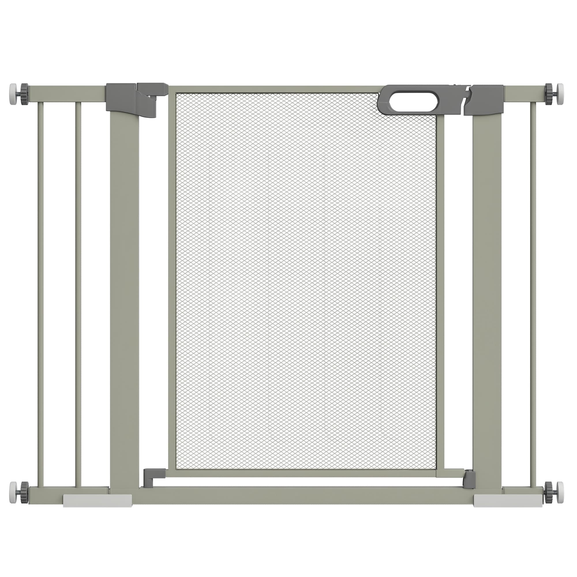 PawHut Barrière de sécurité barriere escalier pour animaux domestique avec fermeture automatique double verrouillage largeur 75-103 cm gris