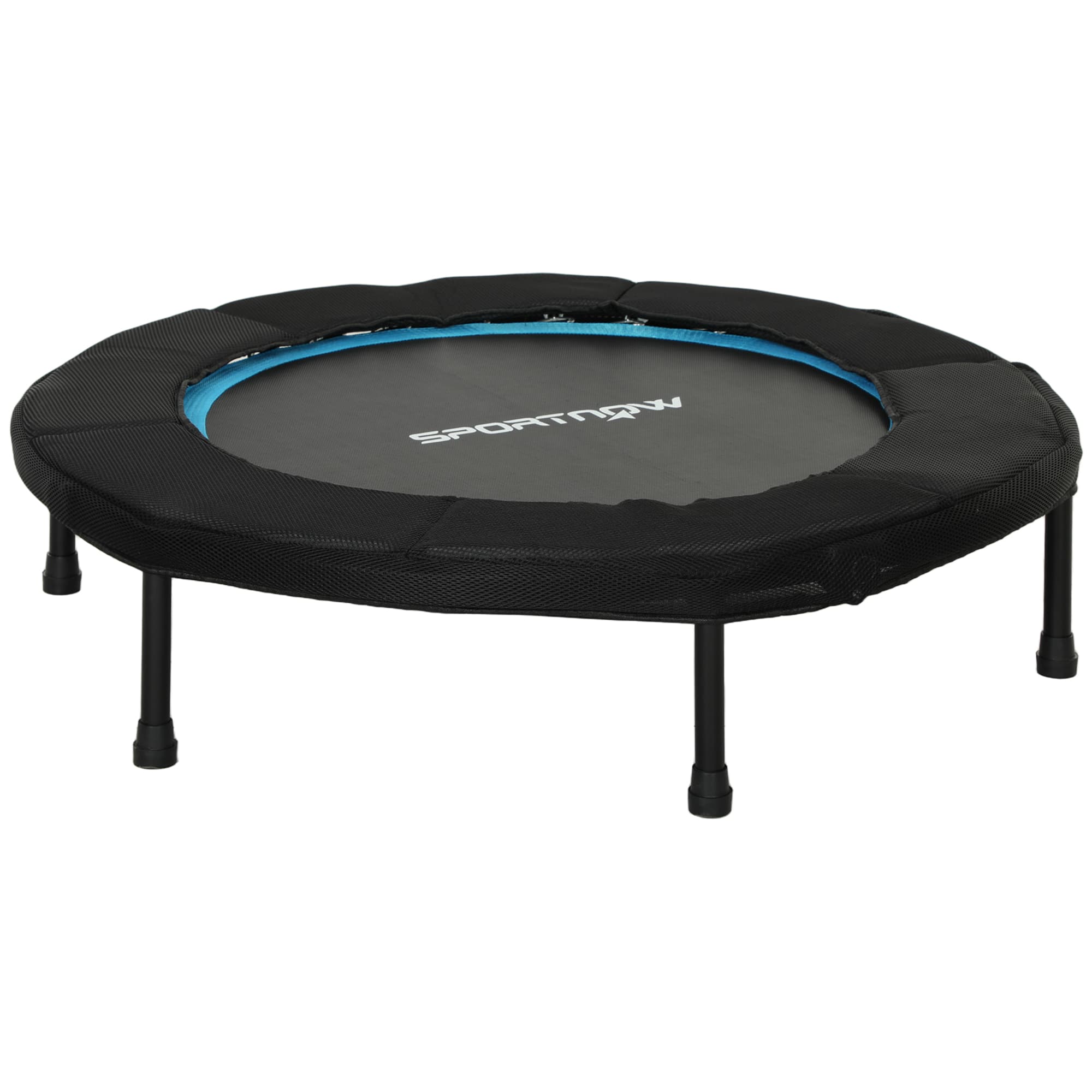 SPORTNOW Trampoline de Fitness Ø102 cm Cama Élastica Pliable avec Cadre en Acier Antidérapant Charge 100 kg Bleu