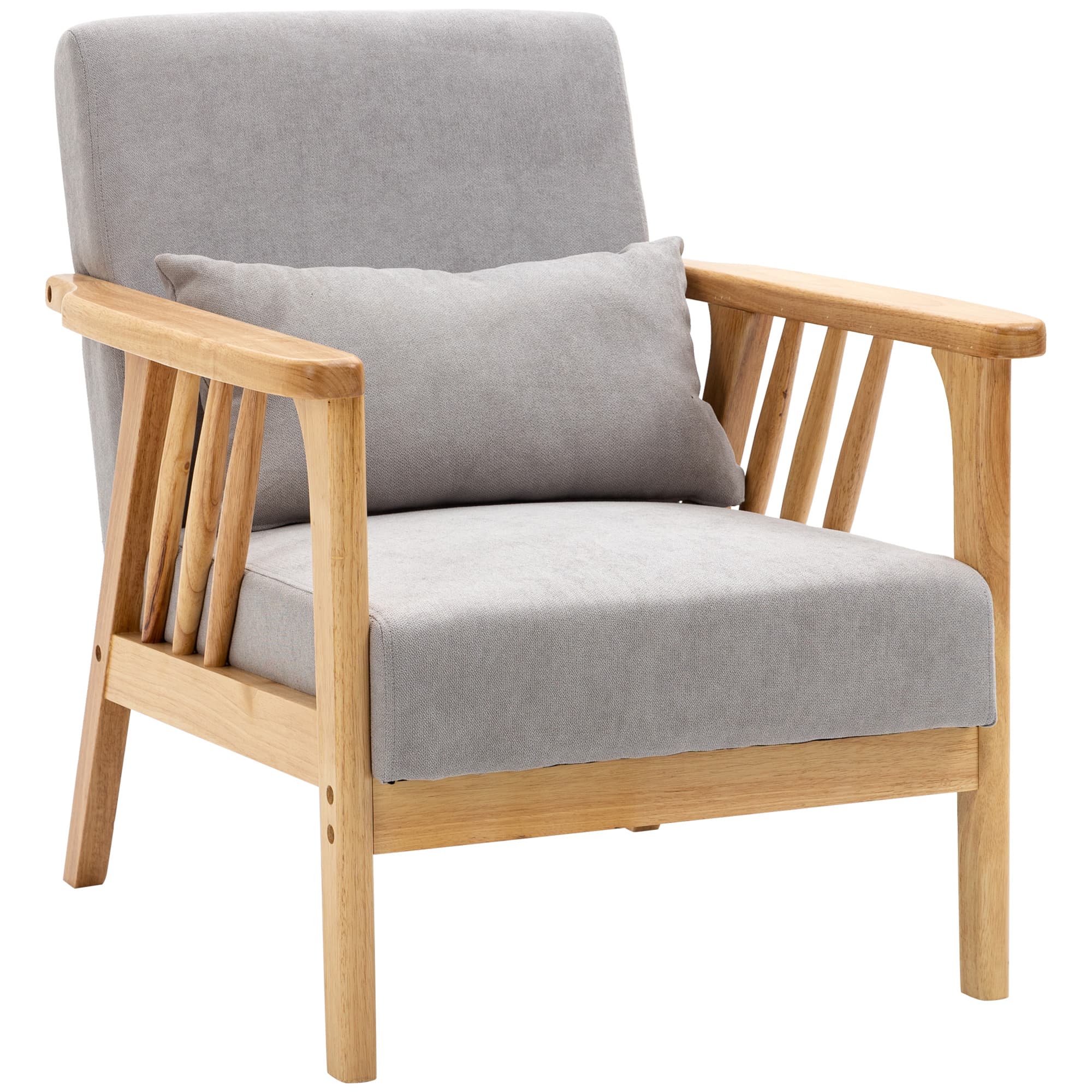 HOMCOM Fauteuil Moderne avec Revêtement Velours et Structure en Bois, 68x75x78cm, Gris