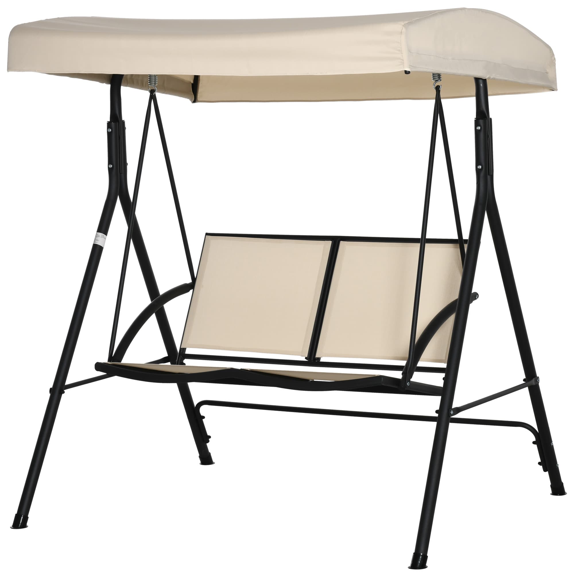 Outsunny Balancelle à 2 Places de Jardin avec Auvent Réglable, 140x118x162cm Beige