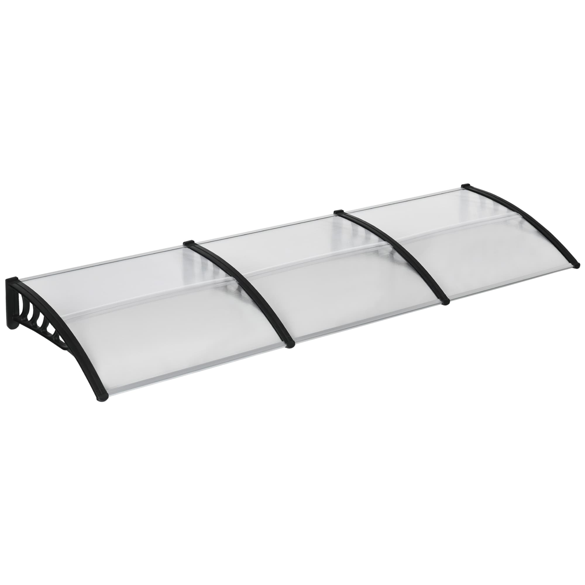 Outsunny Auvent Moderne en Polycarbonate, Aluminium et PP pour Balcons, Fenêtres et Portes, 303x96x27 cm, Noir et Transparent