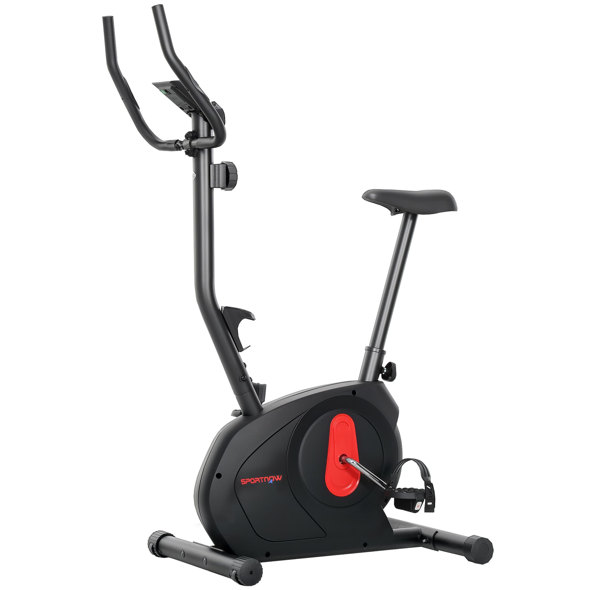 SPORTNOW Vélo d'Appartement avec Résistance Magnétique Ajustable Capteur Écran LCD et Siège Réglable 88x50,5x131,5 cm Noir