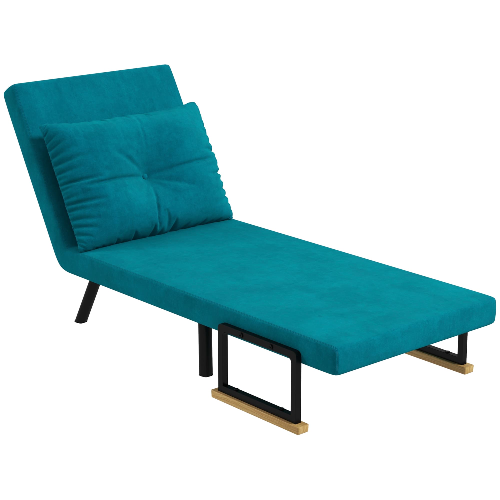 HOMCOM Fauteuil Lit 3 en 1 avec Dossier Réglable en 5 Positions et Coussin, 63x73x81 cm, Bleu Foncé