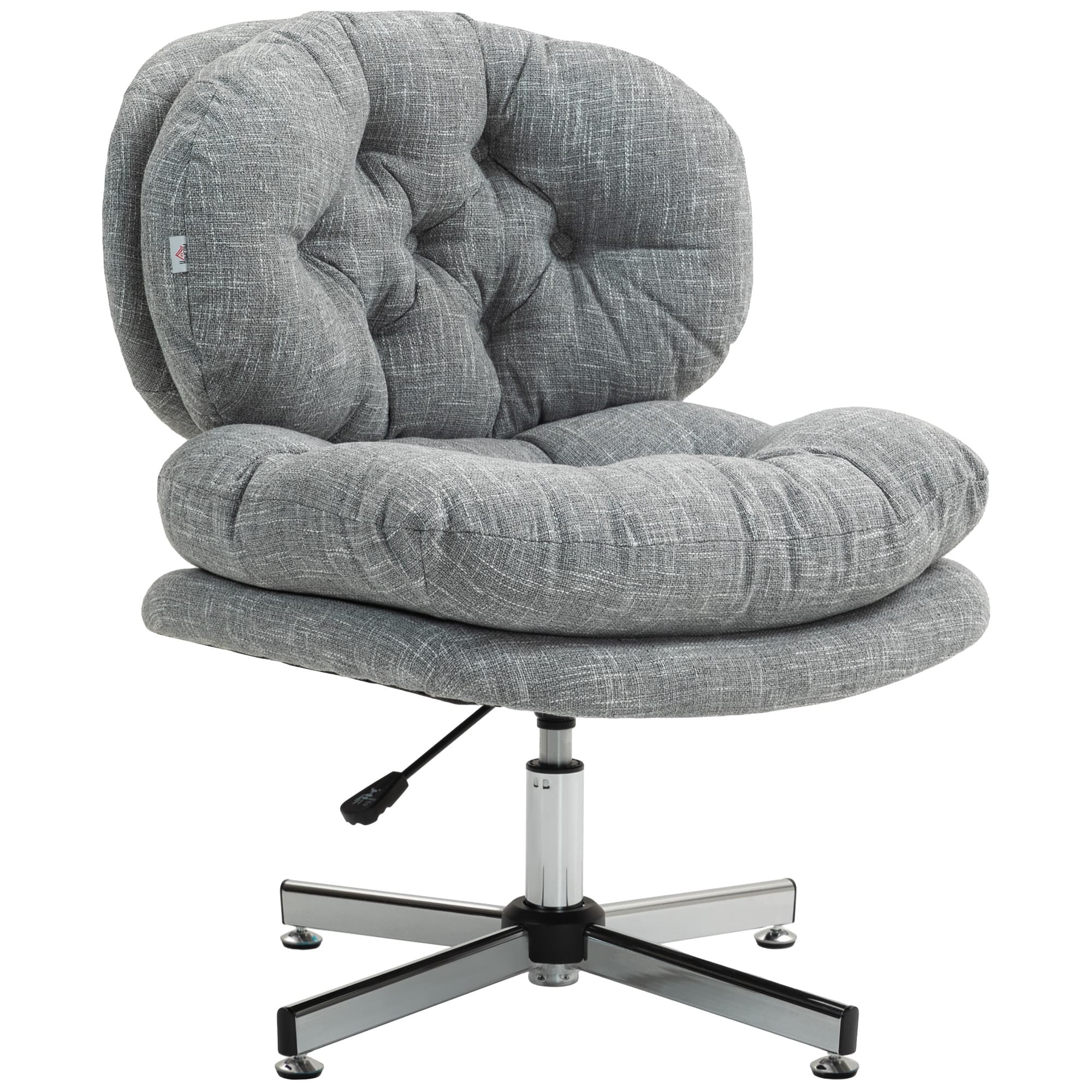 HOMCOM Chaise de bureau sans accoudoirs, chaise de bureau confortable avec siège rembourré et hauteur réglable, Gris
