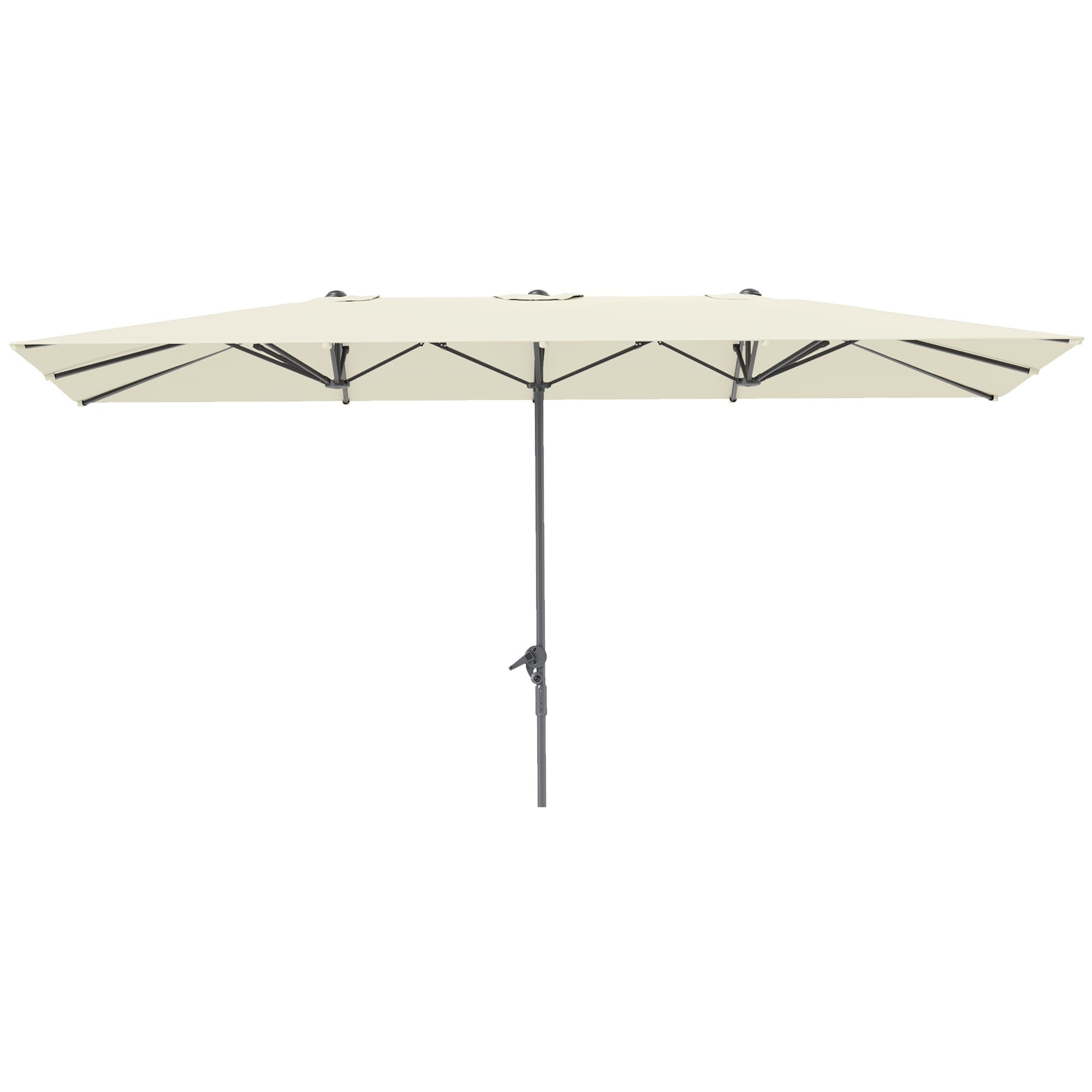 Outsunny Parasol double-face, 451 x 264 cm Parasol avec système de manivelle, 12 entretoises métalliques, mât en aluminium, Crème