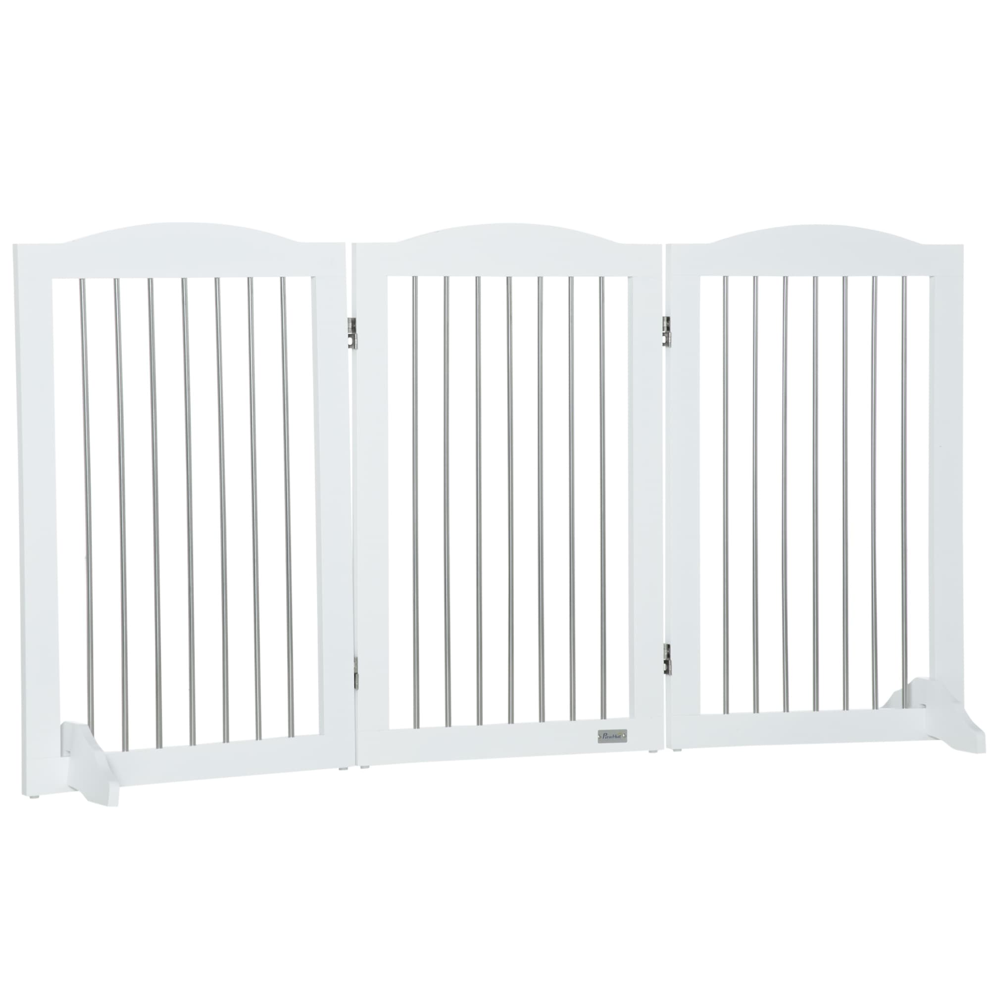 PawHut Barrière de Sécurité pour Chiens, Pliable, Forme Réglable, pour Chiens jusqu'à 20 kg, 154 x 80 x 30 cm, Blanc