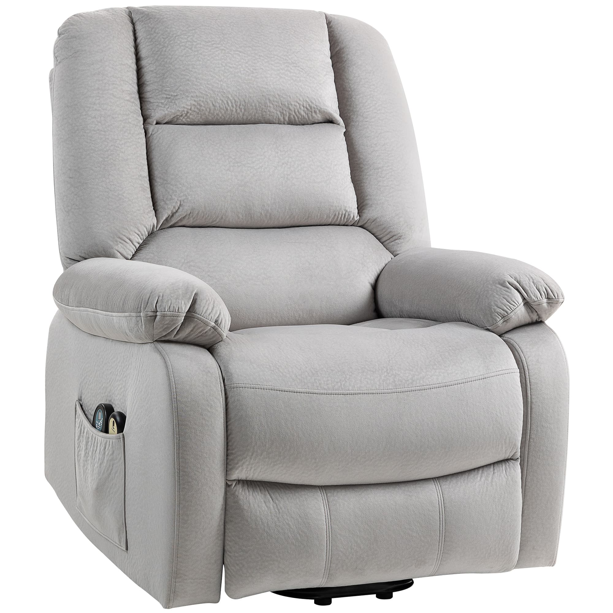 HOMCOM Fauteuil de Massage avec Fonction d'Aide à la Levée, 90x93x110cm, Gris clair
