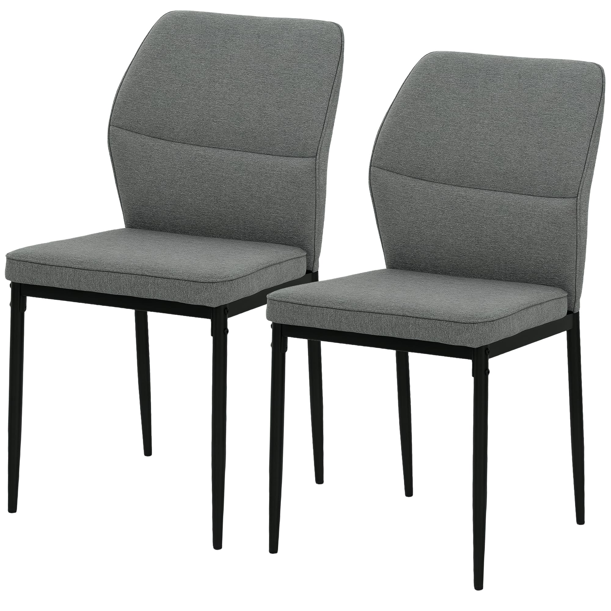 HOMCOM Set 2 Chaises de Salle à Manger Rembourrées en Velours avec Dossier Ergonomique Sans Accoudoirs, Gris