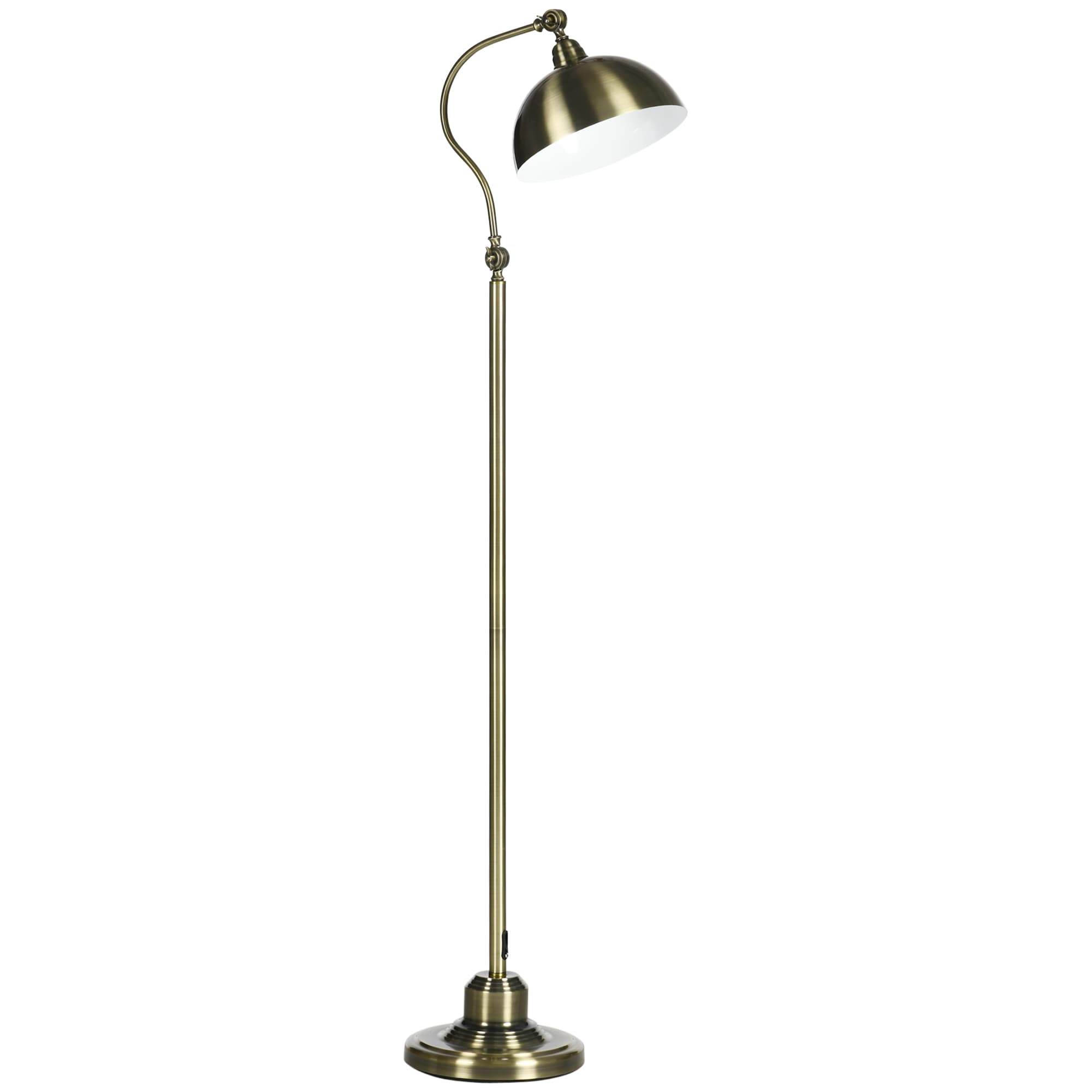 HOMCOM Lampadaire sur pied salon, lampe salon rétro avec abat-jour réglable, interrupteur à pied 42 x 25,5 x 152 cm ton laiton