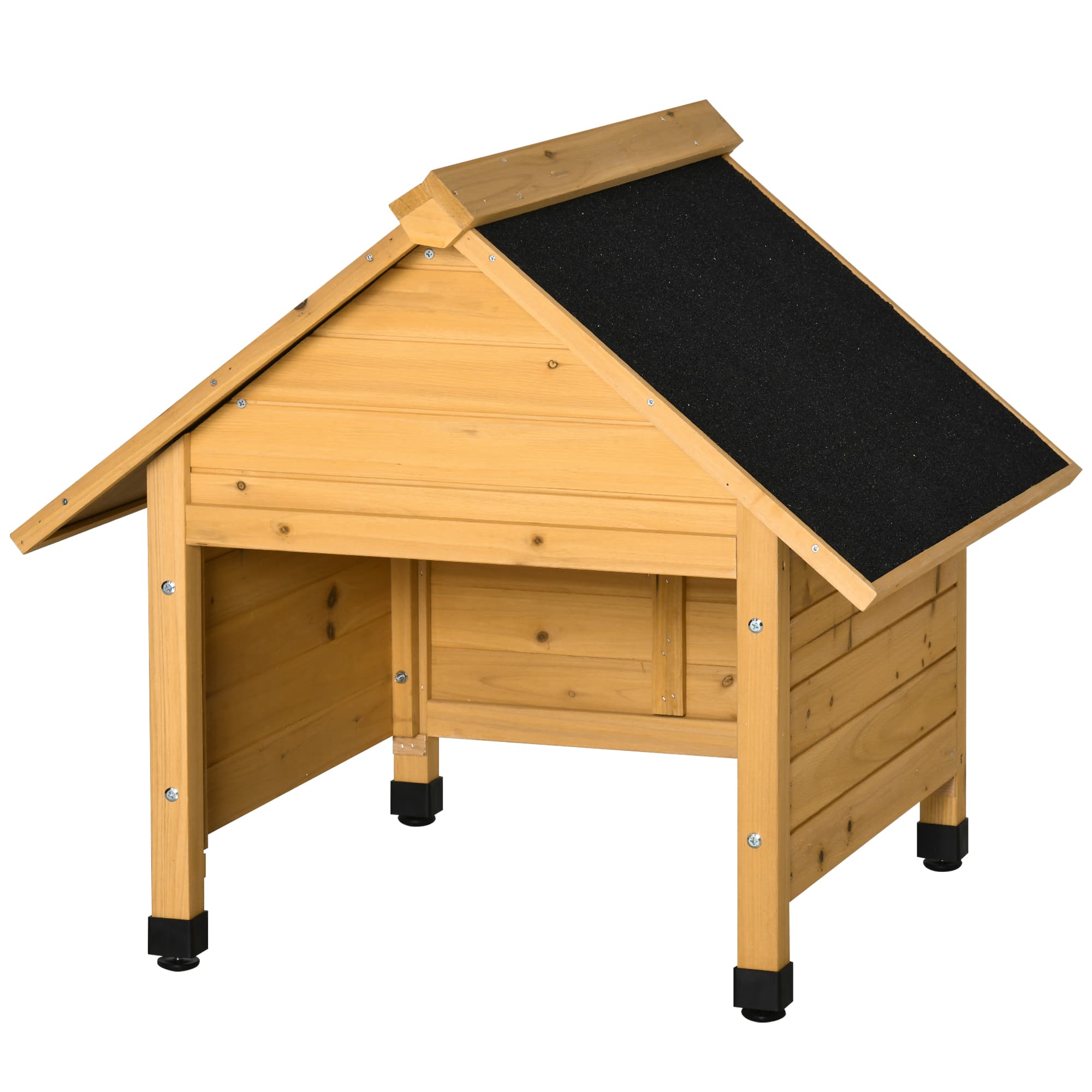 Outsunny Garage en bois pour robot tondeuse Abri pour robot tondeur Carport pour tondeuse robotisée Protection solaire & contre la pluie Jaune 75 x 76 x 70 cm
