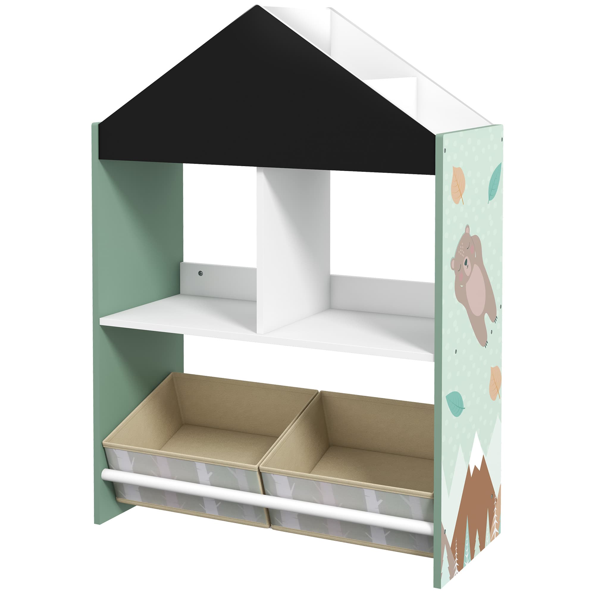 ZONEKIZ Etagère à Jouets pour Enfants avec Étagères et Tiroirs Amovibles, Vert