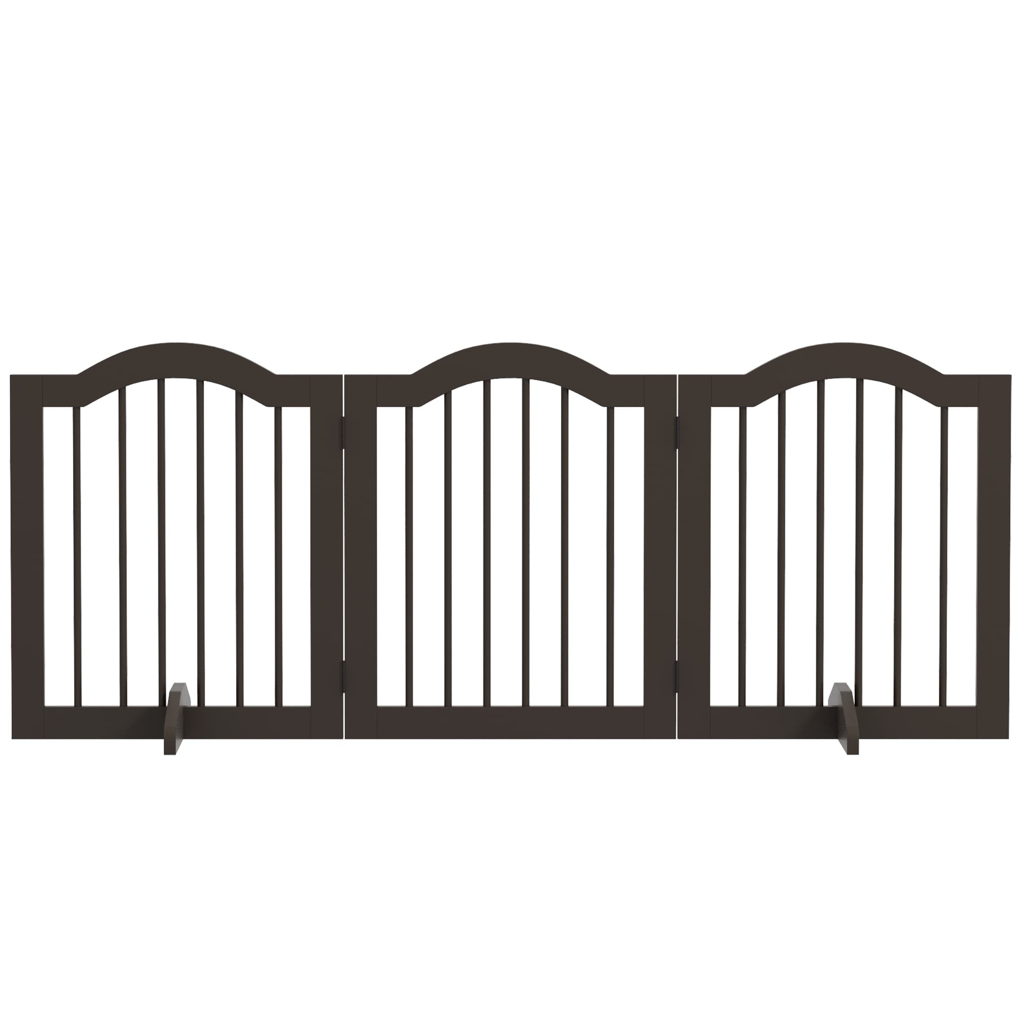 PawHut Barrière pour Chiens, 3 Panneaux, pliable, Bois Massif et MDF, 154,5 x 29,5 x 61 cm, Café